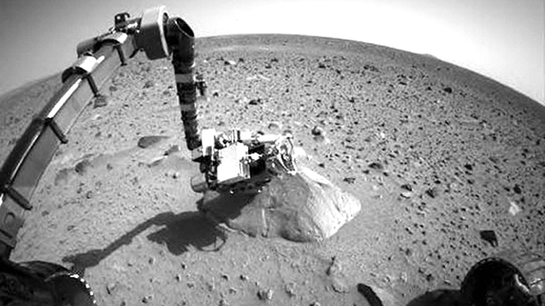 This file photo taken Jan. 28, 2004, shows NASA's Exploration Rover Spirit when communication problems began.