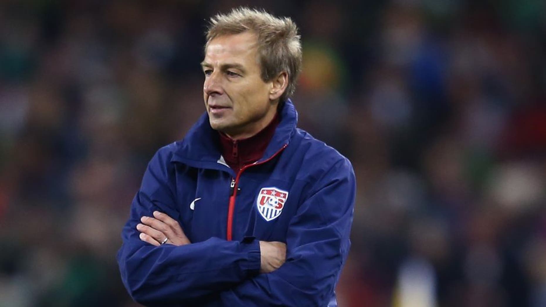 DUBLIN, IRELAND - NOVEMBER 18: Jurgen Klinsmann the head coach of USA looks on during the International Friendly match between the Republic of Ireland and USA at the Aviva Stadium on November 18, 2014 in Dublin, Ireland. (Photo by Michael Steele/Getty Images)