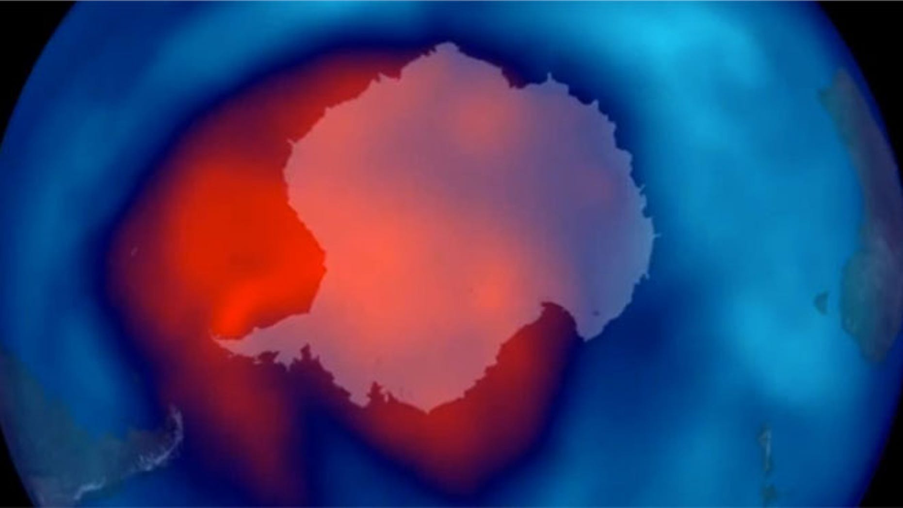 The hole in the protective ozone layer above Antarctica in September 2012.