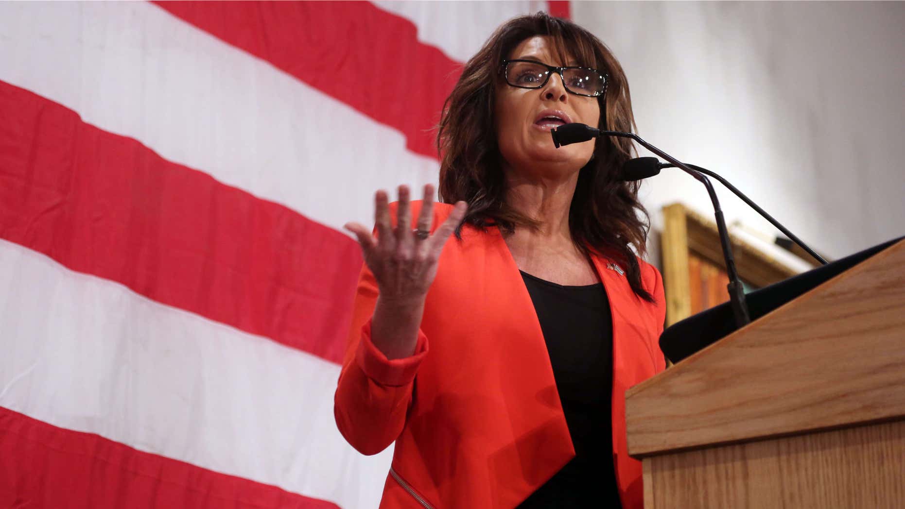April 1, 2016: Former Alaska Gov. Sarah Palin, speaks as The Milwaukee County Republican Party hosted a Presidential Dinner in Milwaukee.