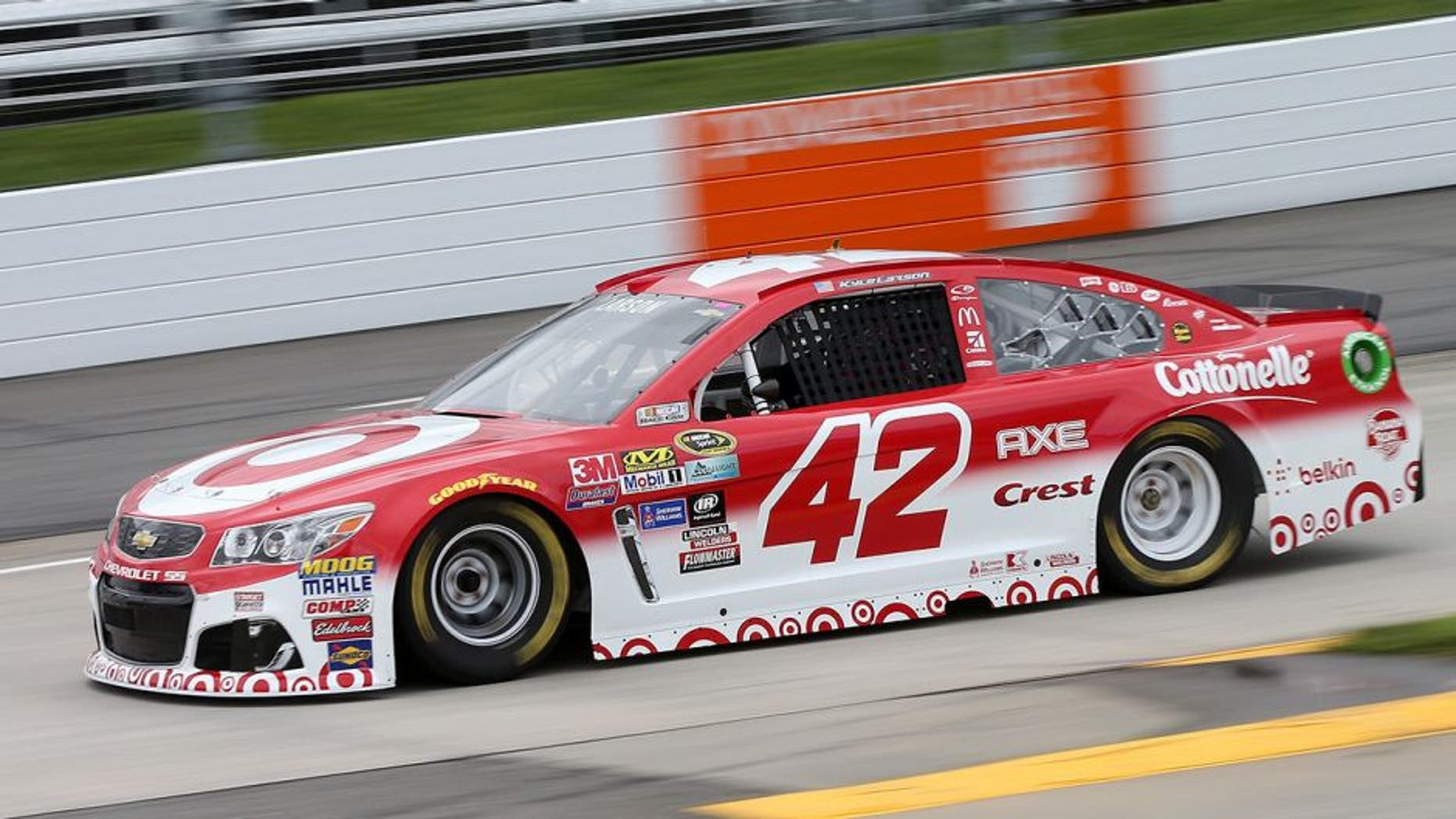 MARTINSVILLE, VA - APRIL 01: Kyle Larson, driver of the #42 Target Chevrolet, practices for the NASCAR Sprint Cup Series STP 500 at Martinsville Speedway on April 1, 2016 in Martinsville, Virginia. (Photo by Sean Gardner/NASCAR via Getty Images)