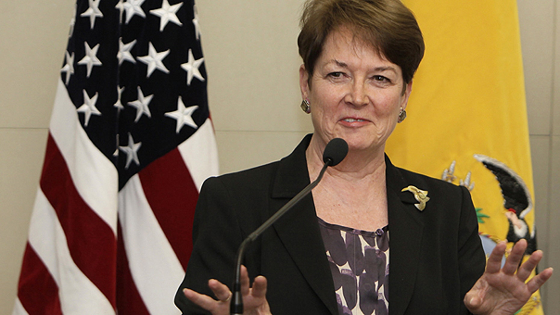 April 5: U.S. ambassador to Ecuador Heather Hodges gives a press conference in Quito, Ecuador.