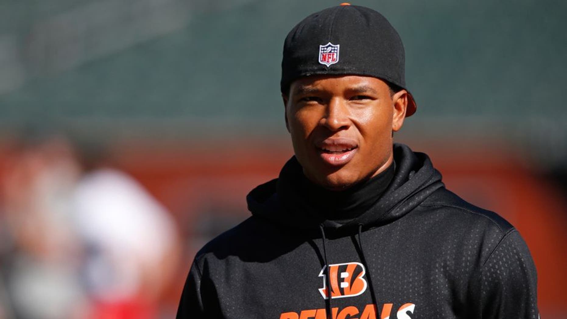 Oct 4, 2015; Cincinnati, OH, USA; Cincinnati Bengals wide receiver Marvin Jones (82) against the Kansas City Chiefs at Paul Brown Stadium. The Bengals won 36-21. Mandatory Credit: Aaron Doster-USA TODAY Sports