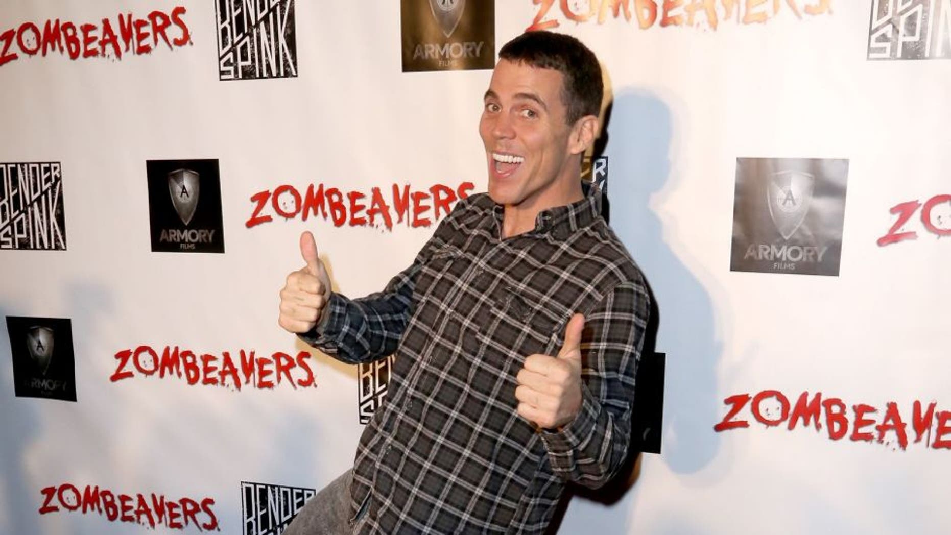 LOS ANGELES, CA - MARCH 18: Steve-O attends the premiere of Freestyle Releasing's new film 'Zombeavers' at The Theatre At The Ace Hotel on March 18, 2015 in Los Angeles, California. (Photo by Justin Baker/WireImage)