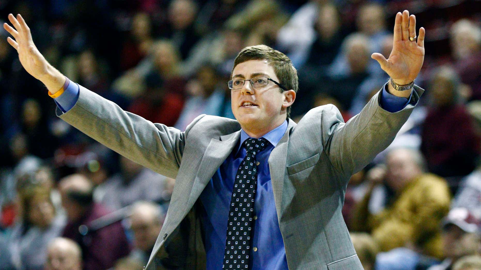 FILE - In this Dec. 11, 2014, file photo, Louisiana Tech women's basketball coach Tyler Summitt signals to his players during an NCAA college basketball game against Mississippi State in Starkville, Miss.