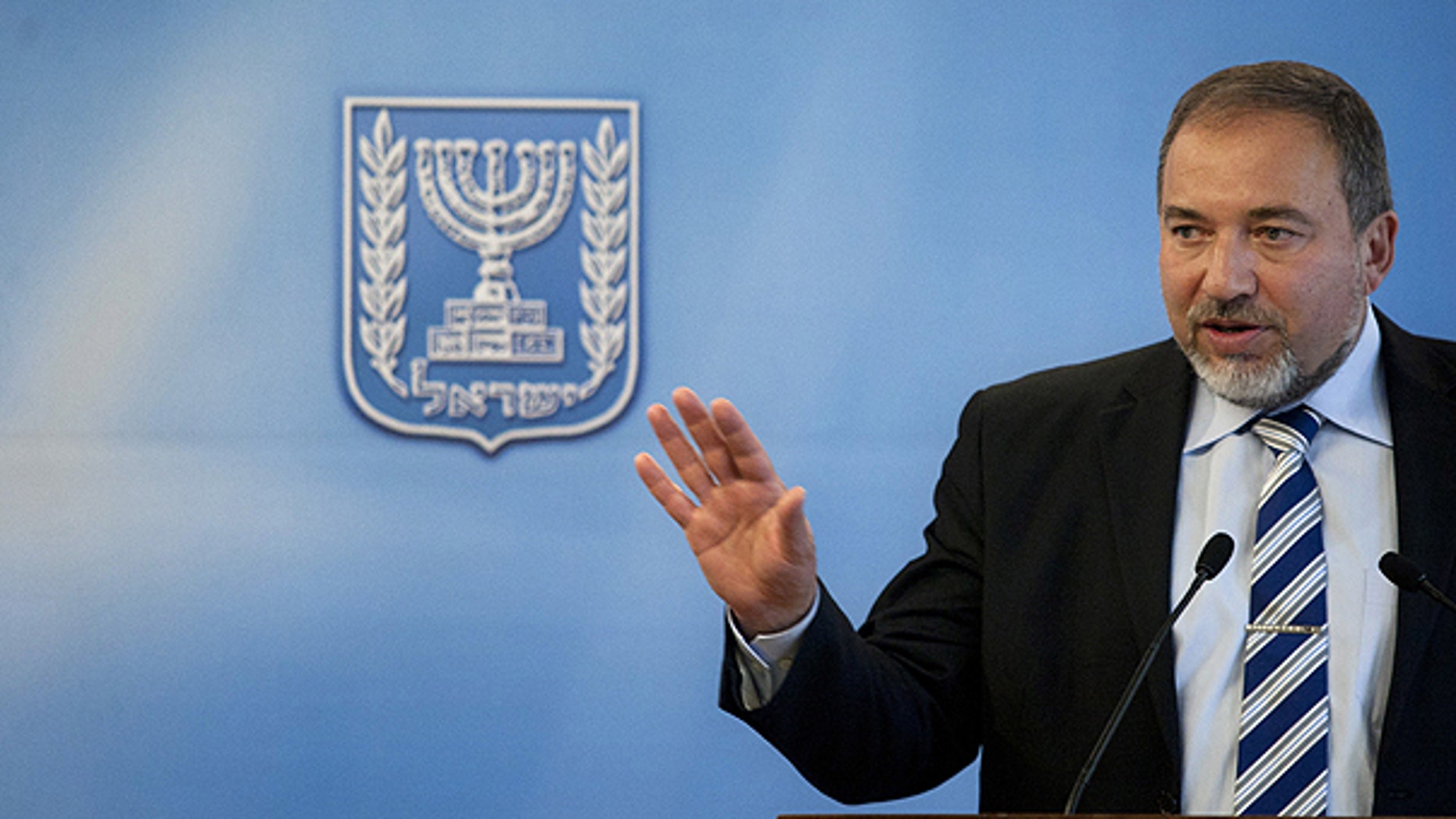 April 4: Israeli Foreign Minister Avigdor Lieberman speaks during a joint press conference with Argentina's Foreign Minister Hector Timerman, not pictured, in Jerusalem.