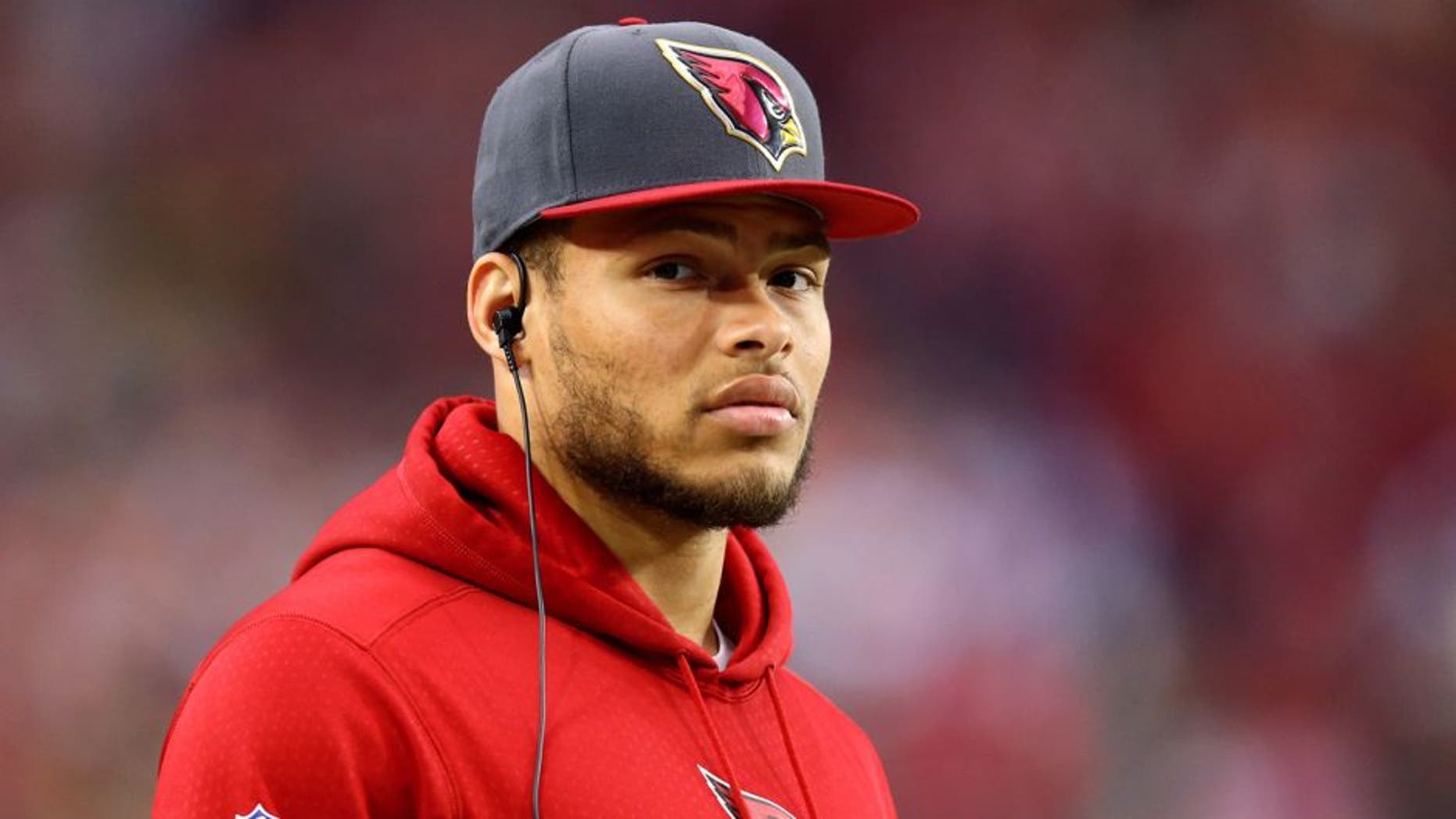 Dec 27, 2015; Glendale, AZ, USA; Arizona Cardinals injured safety Tyrann Mathieu against the Green Bay Packers at University of Phoenix Stadium. Mandatory Credit: Mark J. Rebilas-USA TODAY Sports