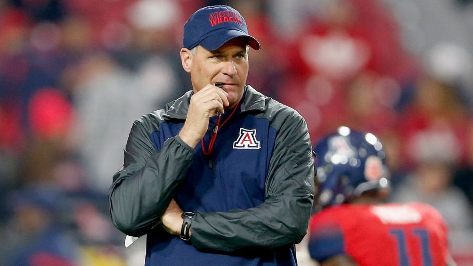 GLENDALE, AZ - DECEMBER 31: Head coach Rich Rodriguez of the Arizona Wildcats watches warm ups before the Vizio Fiesta Bowl against the Boise State Broncos at University of Phoenix Stadium on December 31, 2014 in Glendale, Arizona. (Photo by Christian Petersen/Getty Images)