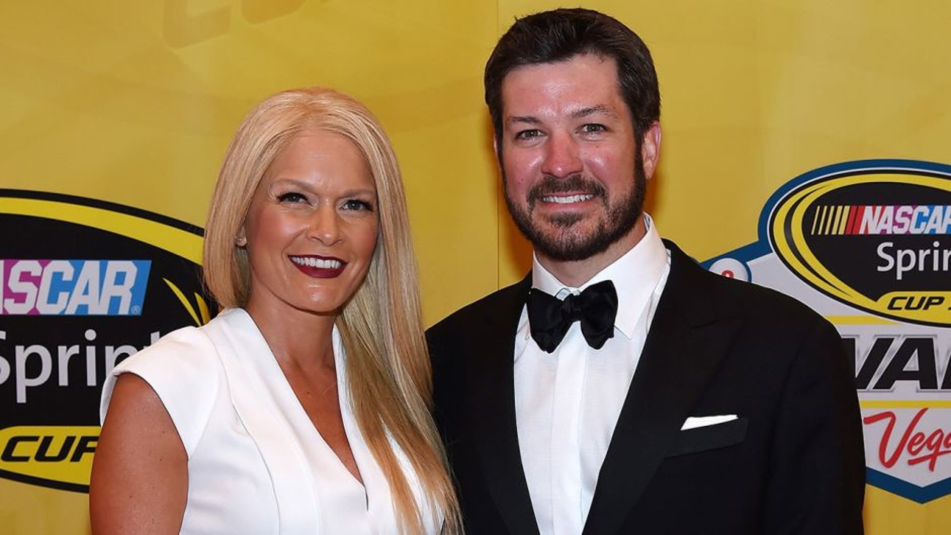 LAS VEGAS, NV - DECEMBER 04: Sherry Pollex (L) and NASCAR Sprint Cup Series driver Martin Truex Jr. attend the 2015 NASCAR Sprint Cup Series Awards at Wynn Las Vegas on December 4, 2015 in Las Vegas, Nevada. (Photo by Ethan Miller/Getty Images)