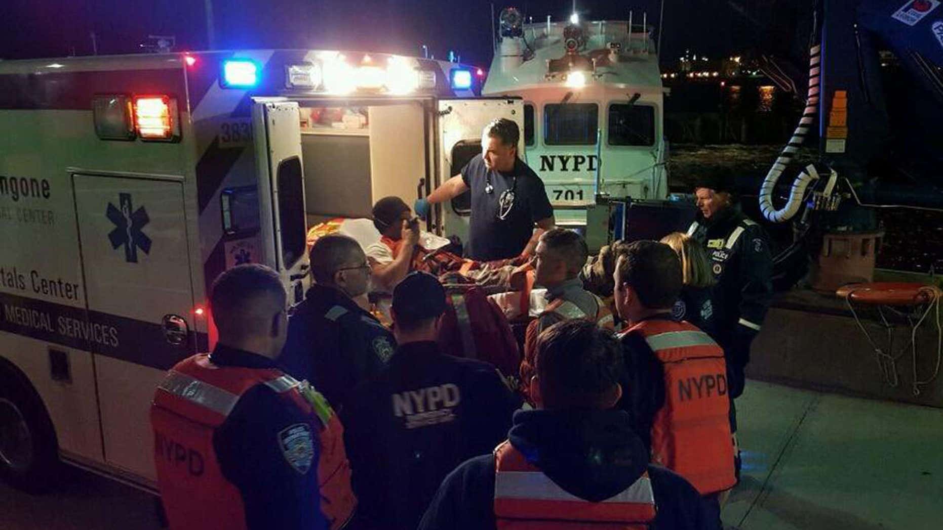 A tugboat worker needed to be rescued by an NYPD Harbor Unit Thursday night when his arm got caught in a rope and was disconnected from his body, sources said.