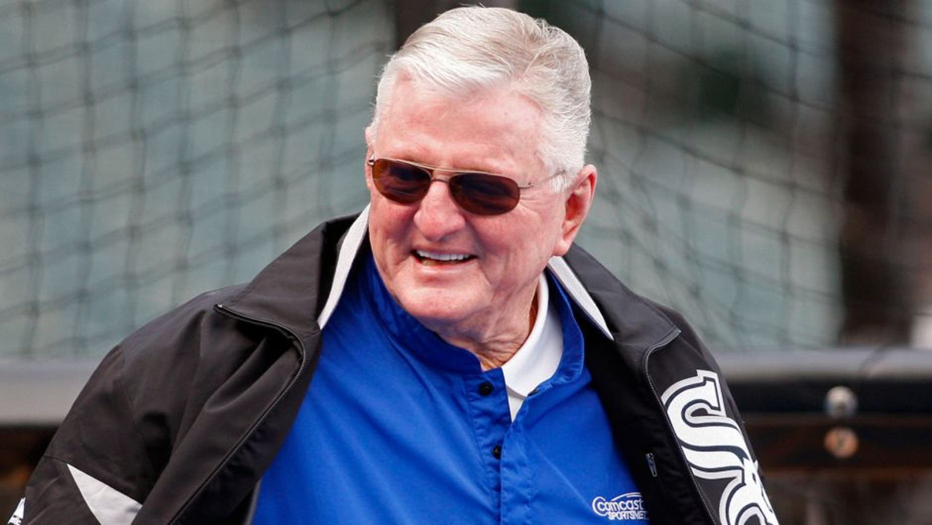 May 20, 2011; Chicago, IL, USA; Chicago White Sox television announcer Ken Harrelson before the game against the Los Angeles Dodgers at US Cellular Field. Mandatory Credit: Jerry Lai-USA TODAY Sports