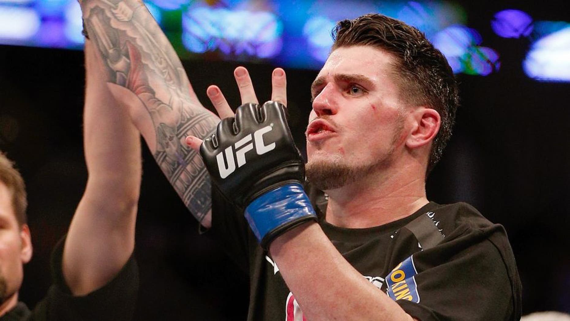 MONTREAL, QC - MARCH 16: Chris Camozzi reacts after defeating Nick Ring in their middleweight bout during the UFC 158 event at Bell Centre on March 16, 2013 in Montreal, Quebec, Canada. (Photo by Josh Hedges/Zuffa LLC/Zuffa LLC via Getty Images)
