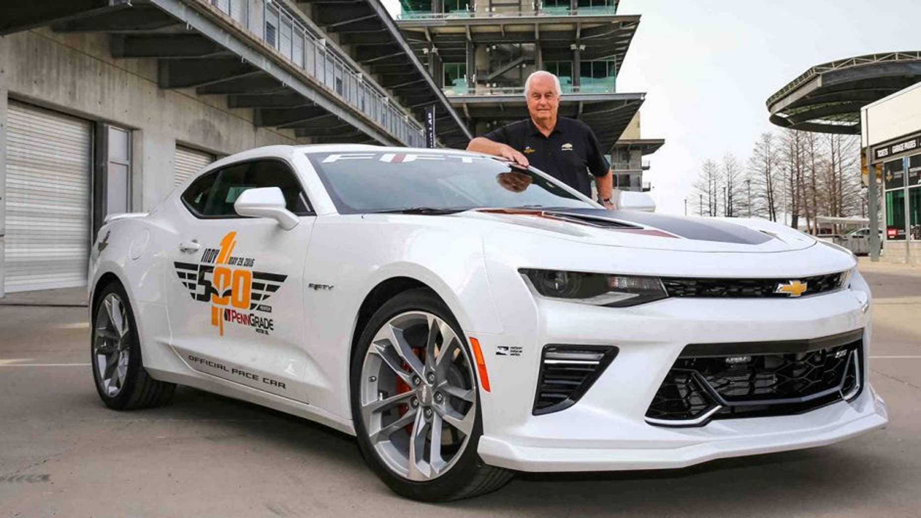 The 2017 Camaro SS 50th Anniversary Edition will lead the 100th running of the Indianapolis 500 at the Indianapolis Motor Speedway in Indianapolis, Indiana next month, driven by motorsports legend Roger Penske, who is marking 50 years as a race team owner. (Photo by Bret Kelley/IMS for Chevrolet)