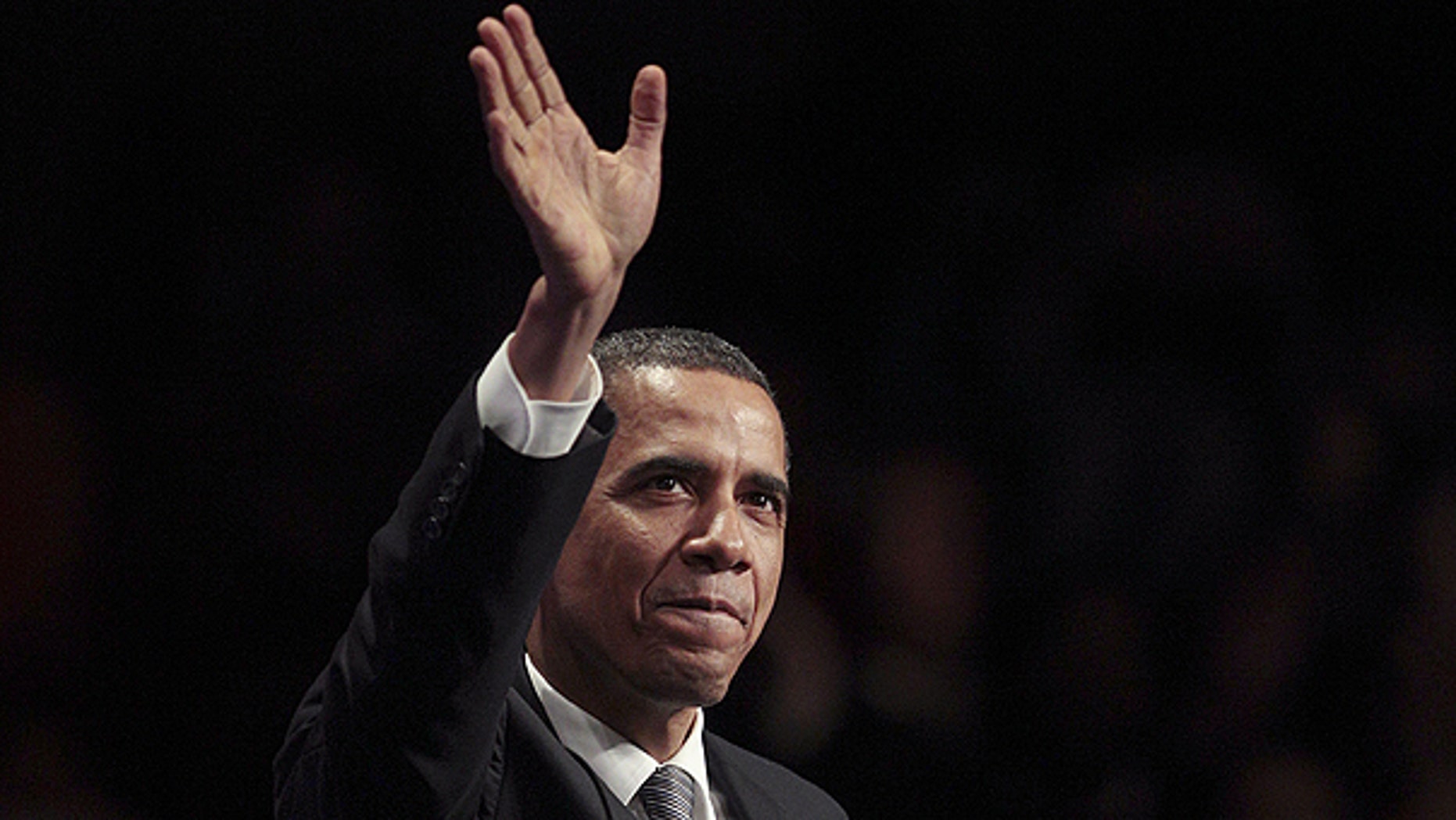 April 20: President Obama waves as he in introduced at the Nob Hill Masonic Center in San Francisco.