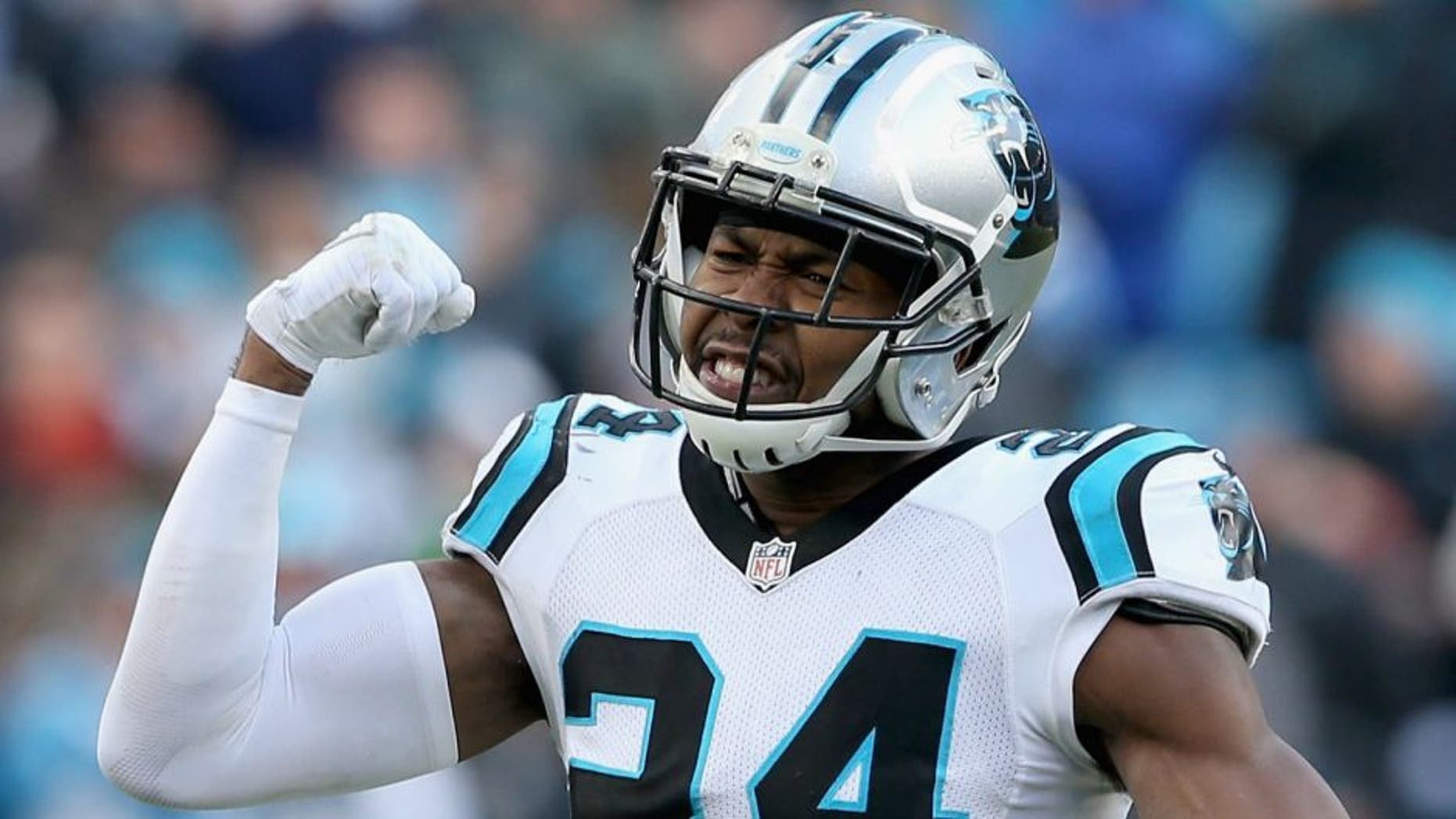 CHARLOTTE, NC - JANUARY 17: Josh Norman #24 of the Carolina Panthers reacts after a play against the Seattle Seahawks in the 3rd quarter during the NFC Divisional Playoff Game at Bank of America Stadium on January 17, 2016 in Charlotte, North Carolina. (Photo by Streeter Lecka/Getty Images)