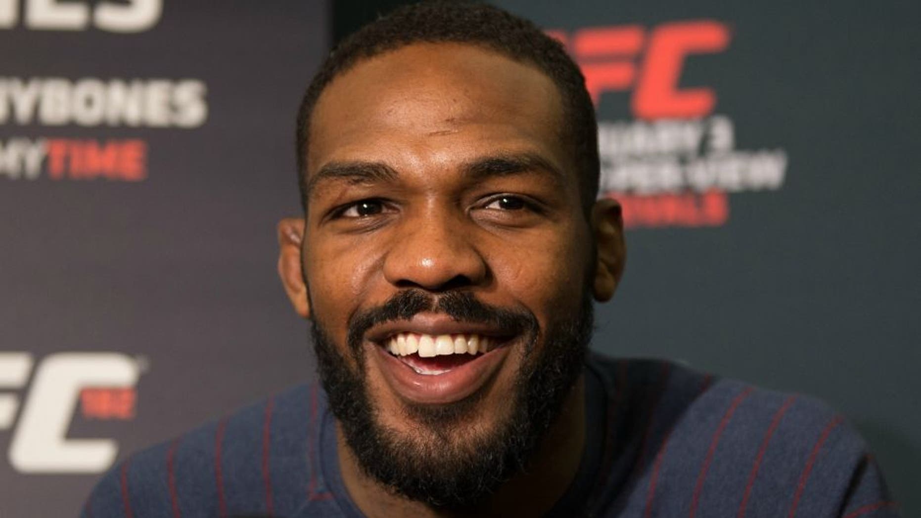 LAS VEGAS, NEVADA - JANUARY 01: UFC light heavyweight champion Jon Jones speaks to the media during the UFC 182 Media Day at the MGM Grand Hotel and Casino on January 1, 2015 in Las Vegas, Nevada. (Photo by Brandon Magnus/Zuffa LLC/Zuffa LLC via Getty Images)