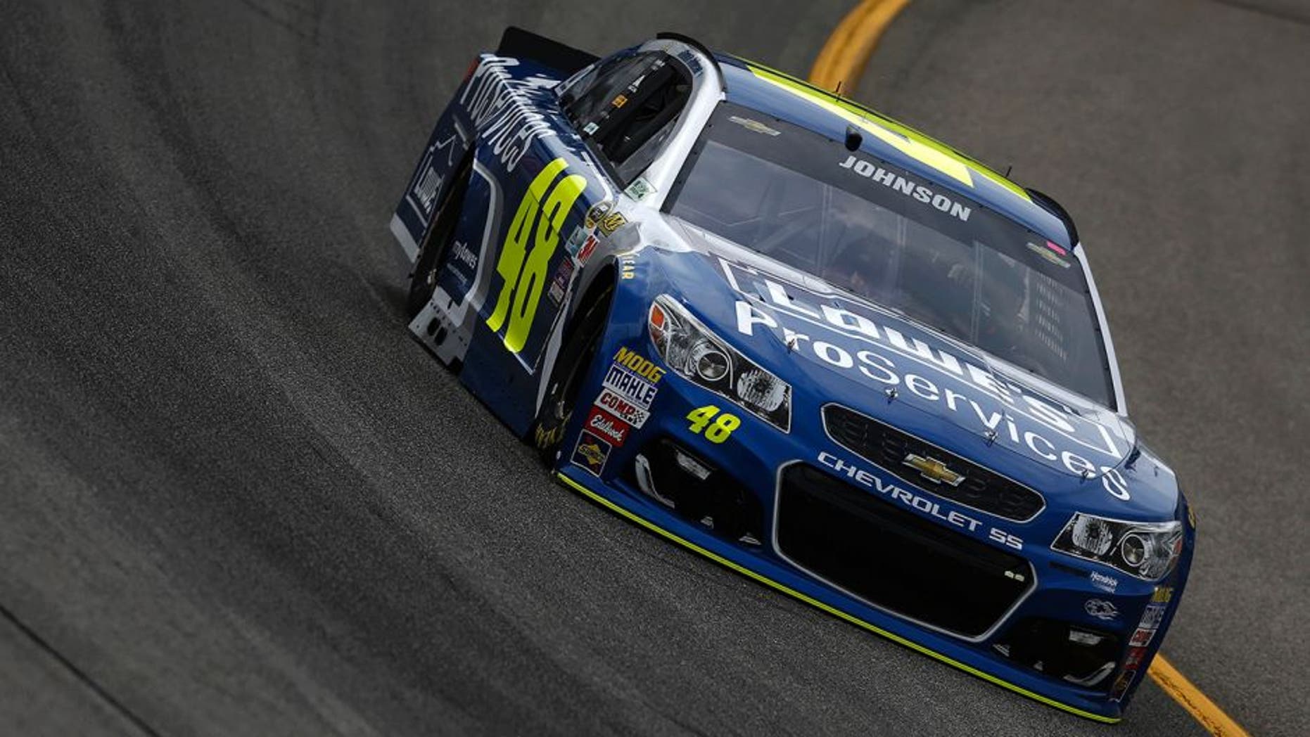 RICHMOND, VA - APRIL 22: Jimmie Johnson, driver of the #48 Lowe's Pro Services Chevrolet, practices for the NASCAR Sprint Cup Series TOYOTA OWNERS 400 at Richmond International Raceway on April 22, 2016 in Richmond, Virginia. (Photo by Jeff Zelevansky/Getty Images)