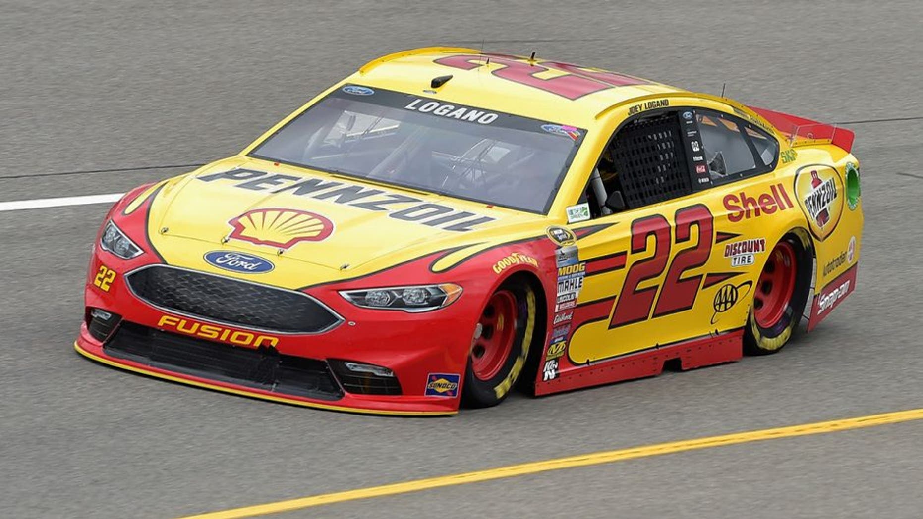 RICHMOND, VA - APRIL 22: Joey Logano, driver of the #22 Shell Pennzoil Ford, practices for the NASCAR Sprint Cup Series TOYOTA OWNERS 400 at Richmond International Raceway on April 22, 2016 in Richmond, Virginia. (Photo by Drew Hallowell/NASCAR via Getty Images)