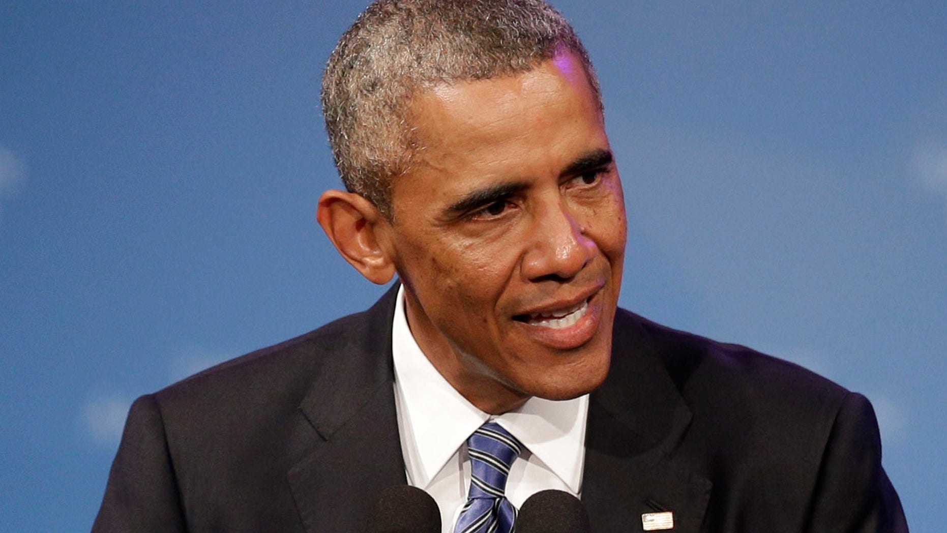 FILE - In a Aug. 26, 2014 file photo, President Barack Obama speaks during the American Legion national convention in Charlotte, N.C.