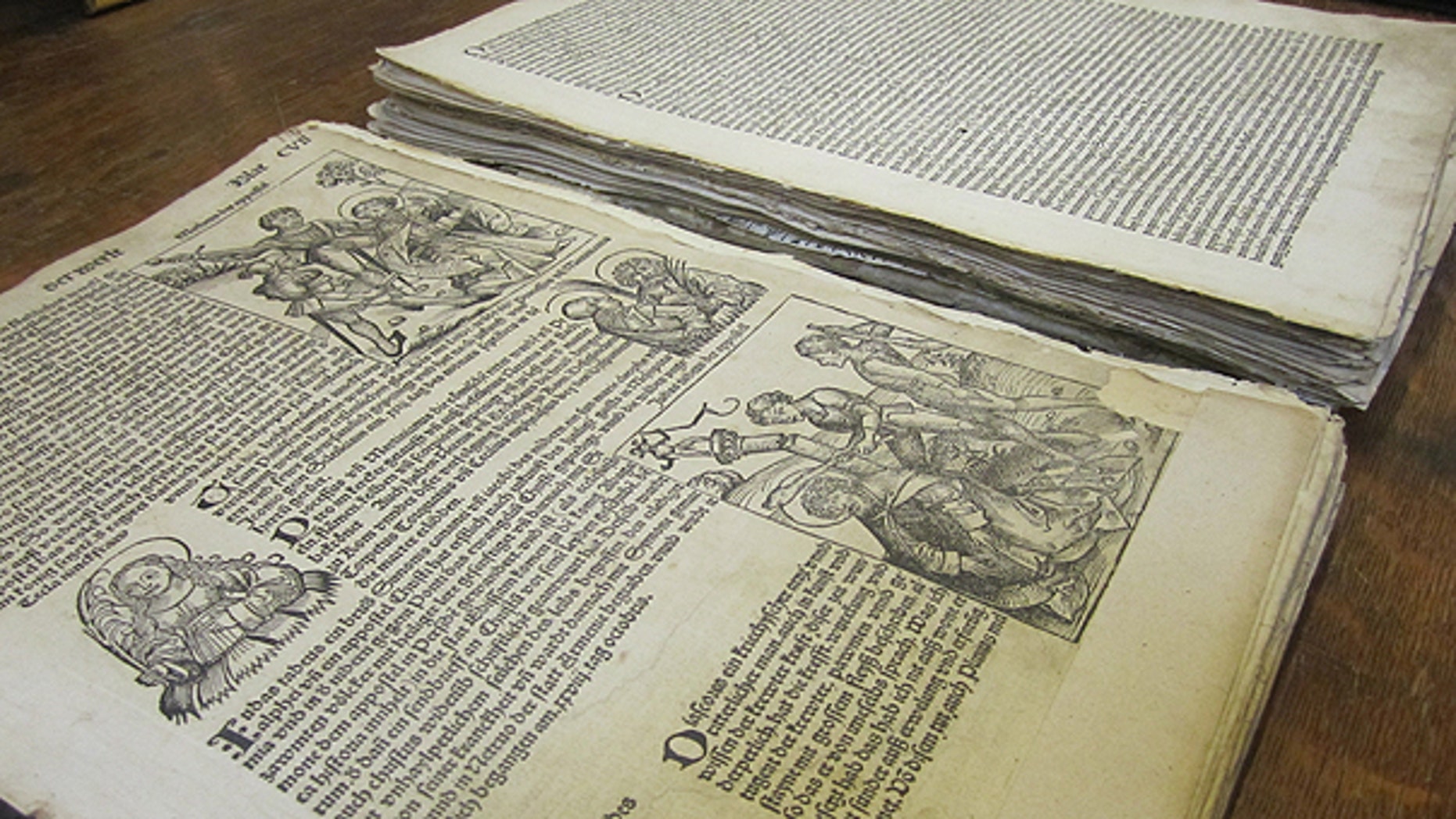April 23: A copy of the Nuremberg Chronicle published in 1493 is displayed at Ken Sanders Rare Books in Salt Lake City.