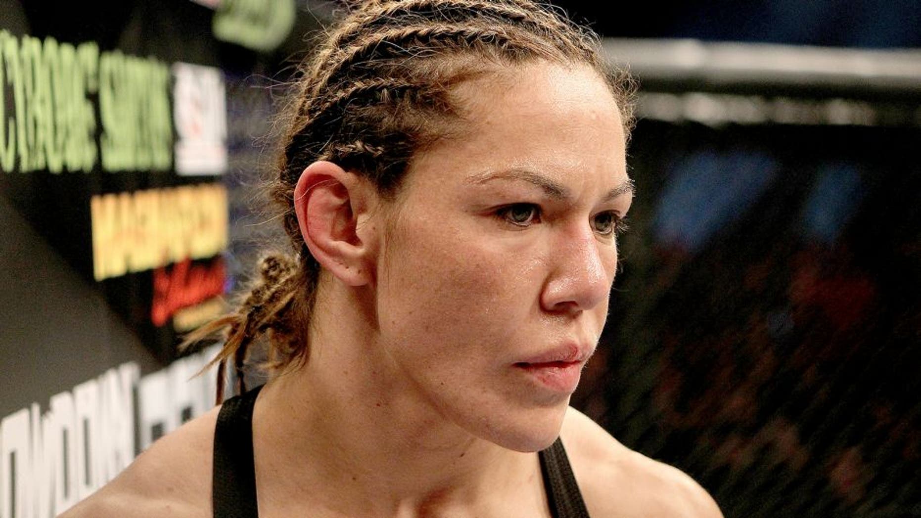 SAN DIEGO - DECEMBER 17: Cris "Cyborg" Santos is introduced during the Strikeforce event at the Valley View Casino Center on December 17, 2011 in San Diego, California. (Photo by Josh Hedges/Forza LLC/Forza LLC via Getty Images)