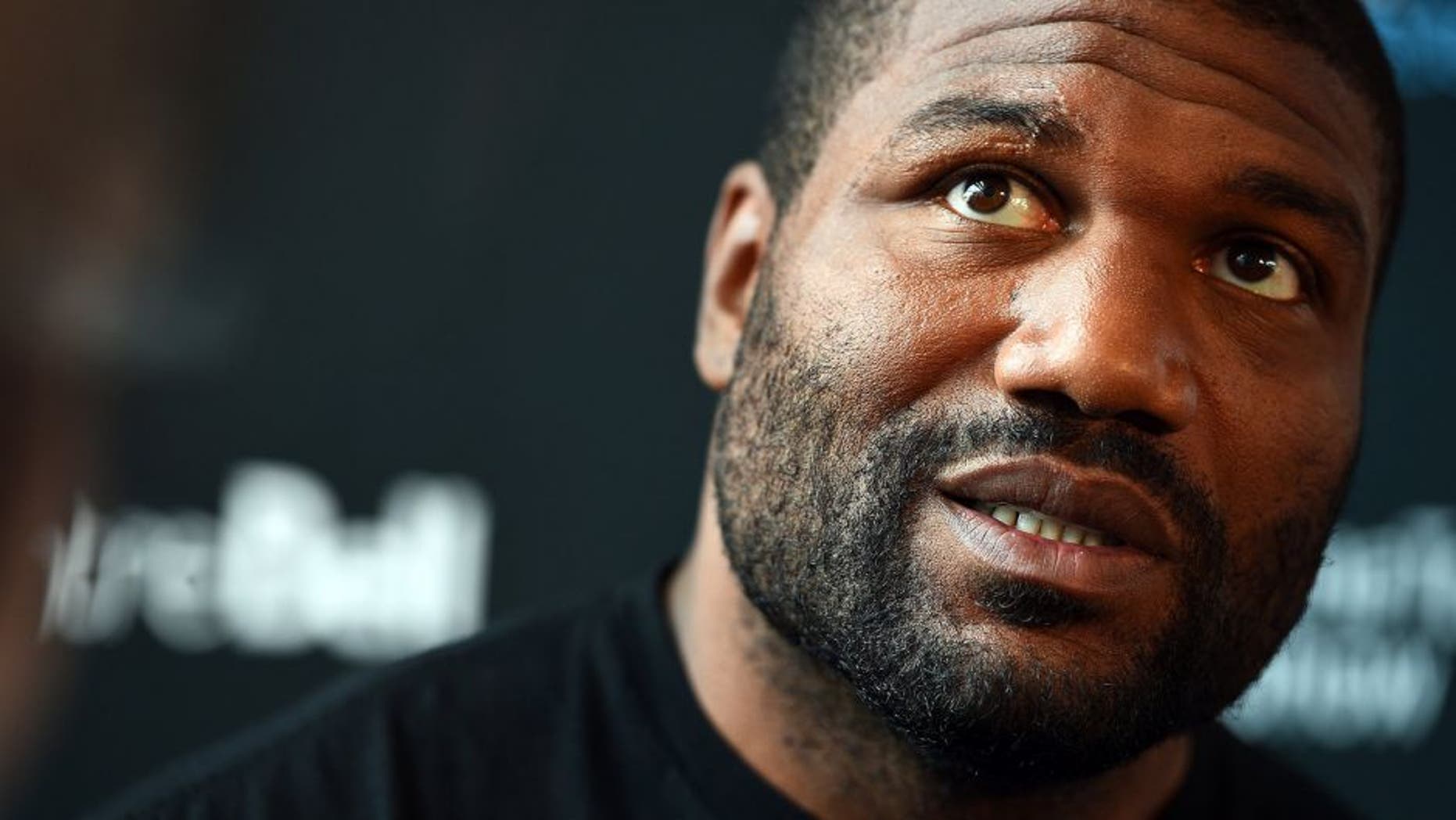 MONTREAL, QC - APRIL 23: Quinton 'Rampage' Jackson interacts with media during the UFC 186 Ultimate Media Day at Scena on April 23, 2015 in Montreal, Quebec, Canada. (Photo by Jeff Bottari/Zuffa LLC/Zuffa LLC via Getty Images)