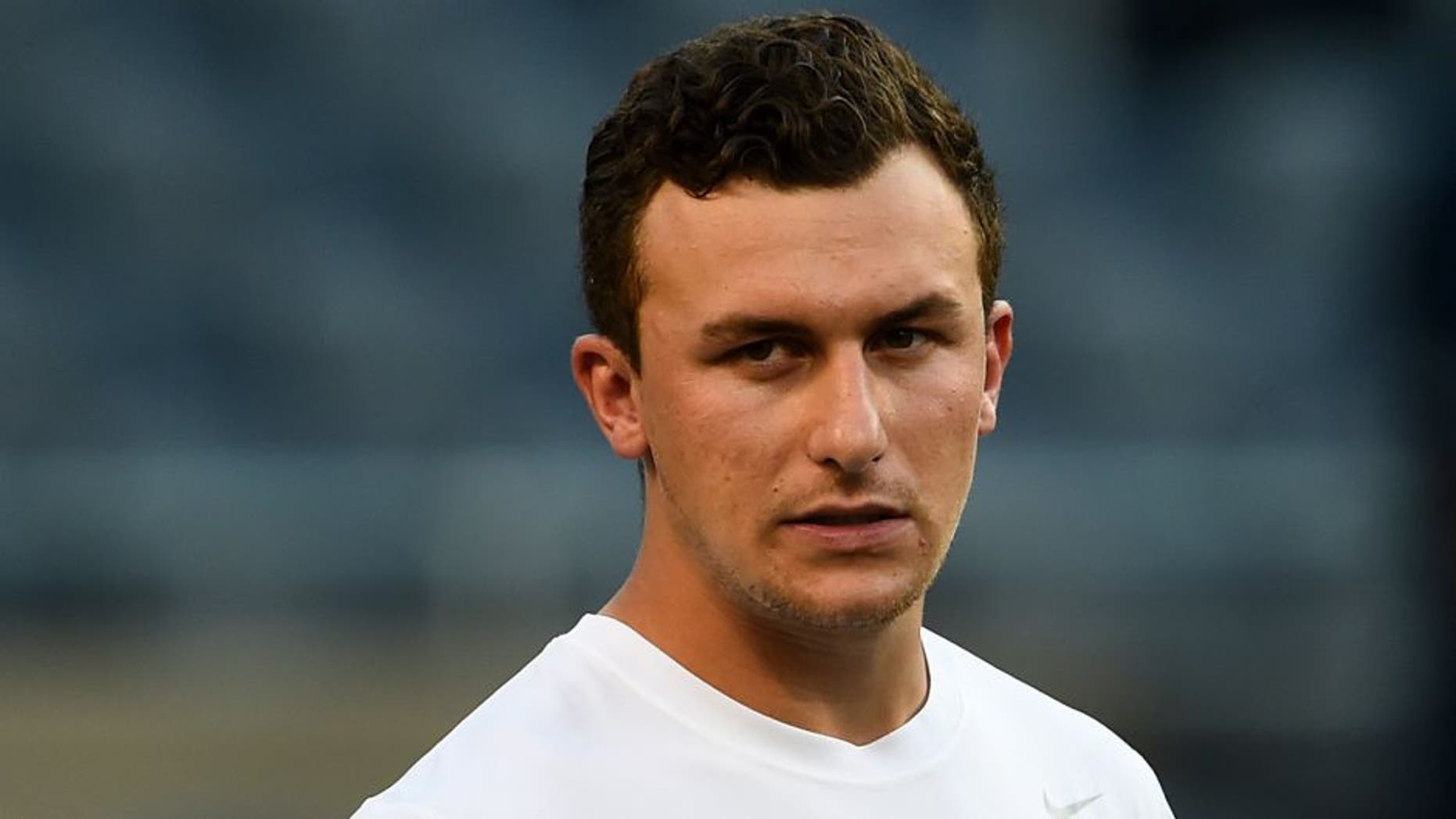 Sep 3, 2015; Chicago, IL, USA; Cleveland Browns quarterback Johnny Manziel (2) stretches before the game against the Chicago Bears at Soldier Field. Mandatory Credit: Mike DiNovo-USA TODAY Sports
