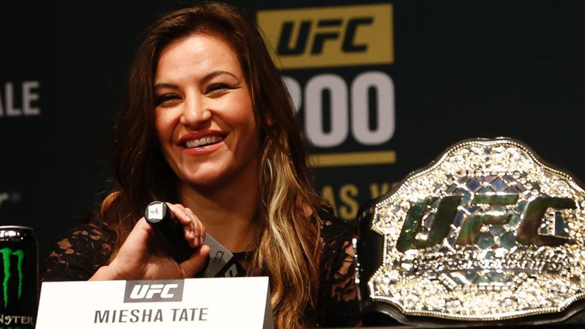NEW YORK, NY - APRIL 27: Miesha Tate, UFC women's bantamweight champion appears during a media availability for UFC 200 at Madison Square Garden on April 27, 2016 in New York City. (Photo by Jeff Zelevansky/Getty Images)