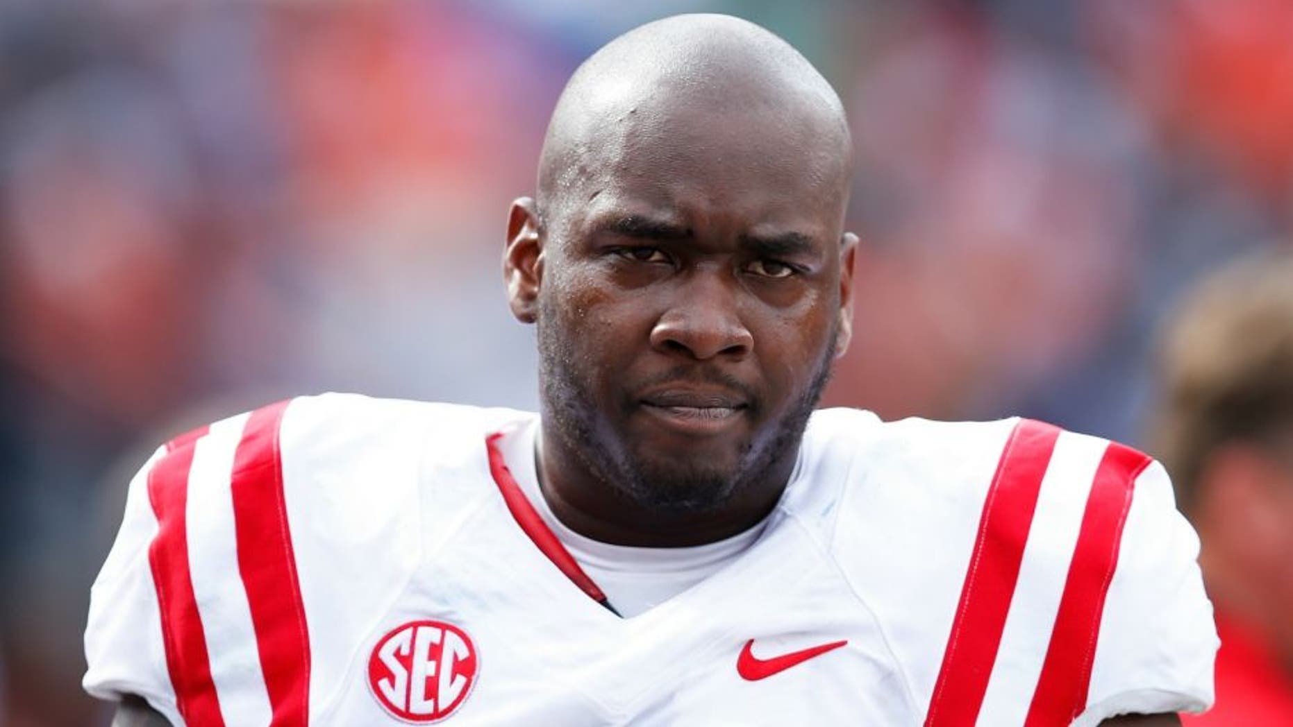 AUBURN, AL - OCTOBER 31: Laremy Tunsil #78 of the Ole Miss Rebels looks on during a game against the Auburn Tigers at Jordan-Hare Stadium on October 31, 2015 in Auburn, Alabama. Ole Miss defeated Auburn 27-19. (Photo by Joe Robbins/Getty Images)