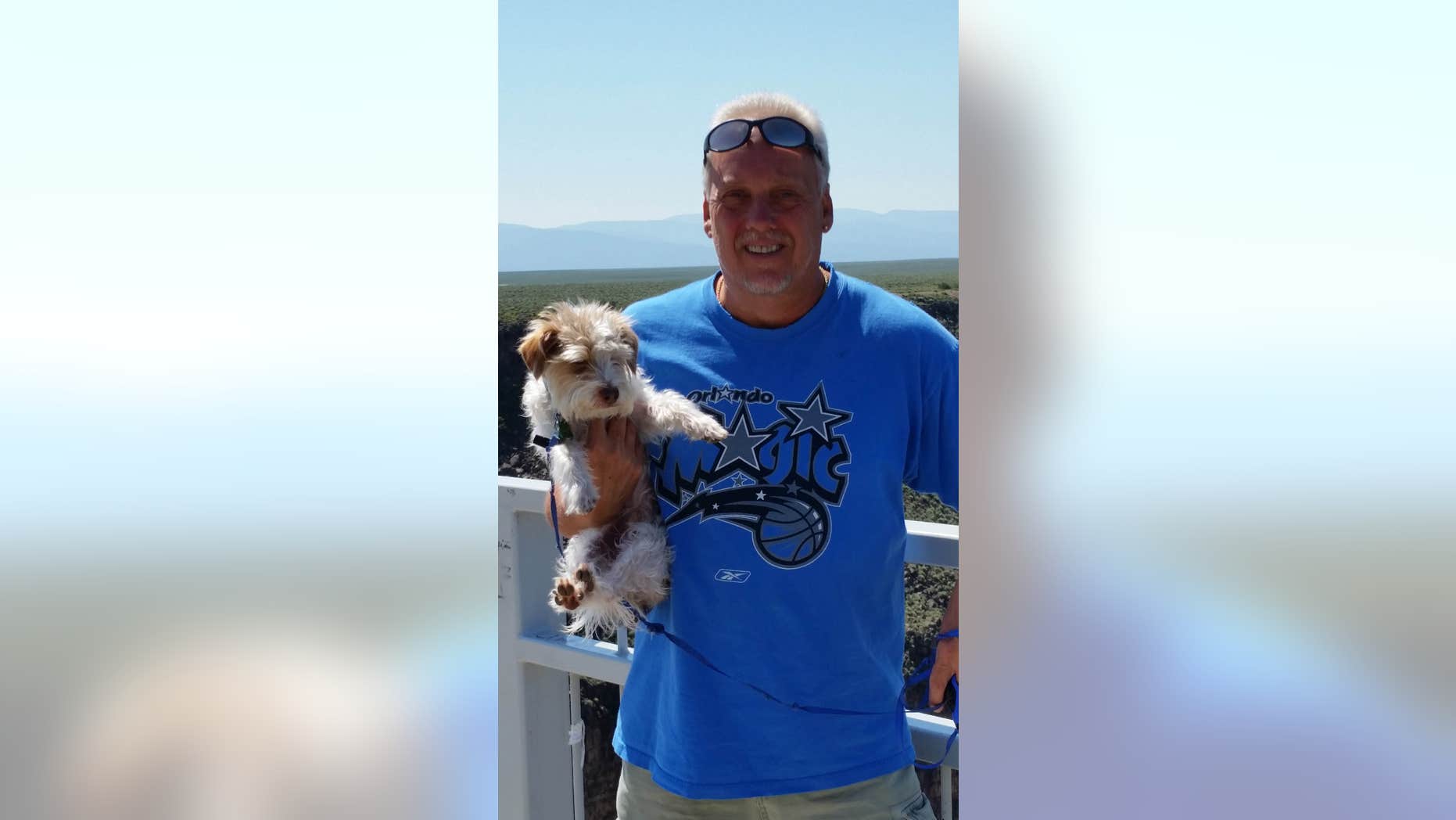This June 2015 photo provided by Linda Bilyeu shows her ex-husband Randy Bilyeu during a visit to northern New Mexico.