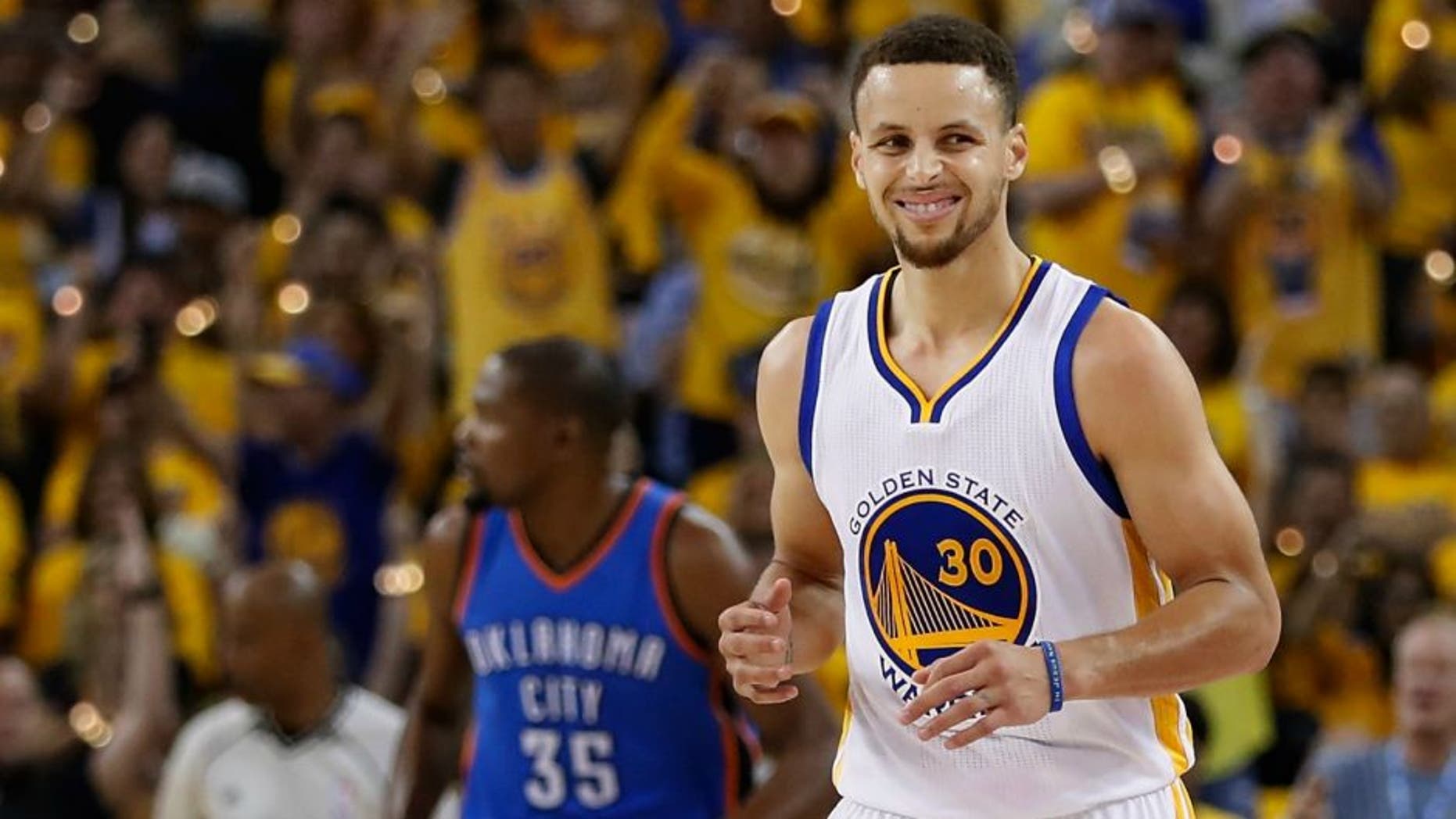 during game one of the NBA Western Conference Finals at ORACLE Arena on May 16, 2016 in Oakland, California. The Thunder defeated the Warriors 108-102. NOTE TO USER: User expressly acknowledges and agrees that, by downloading and or using this photograph, User is consenting to the terms and conditions of the Getty Images License Agreement.