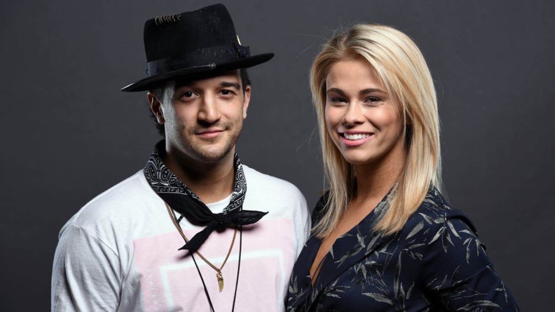 LAS VEGAS, NV - APRIL 22: Mark Ballas (L) and Paige VanZant pose for a portrait backstage during the UFC 197 weigh-in at MGM Grand Garden Arena on April 22, 2016 in Las Vegas, Nevada. (Photo by Mike Roach/Zuffa LLC/Zuffa LLC via Getty Images)
