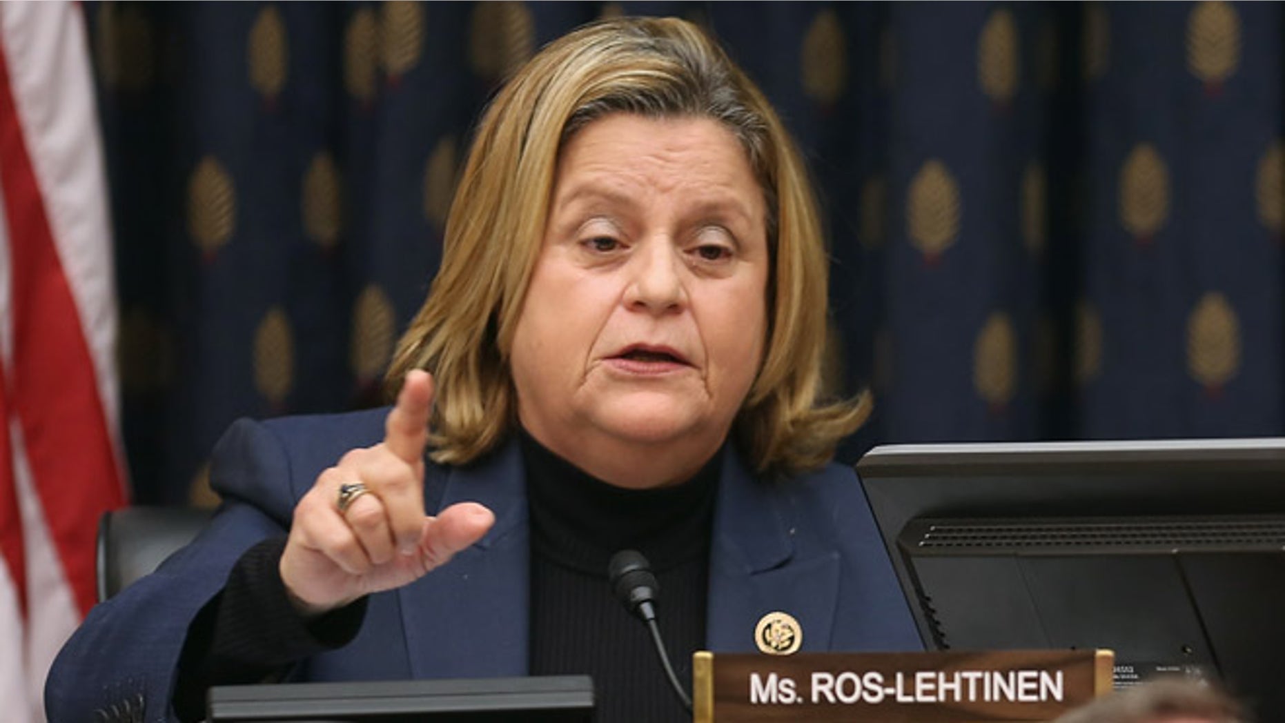 WASHINGTON, DC - FEBRUARY 04: House Foreign Affairs Committee member Rep. Ileana Ros-Lehtinen (L) uses her alloted five minutes to question witnesses without leaving time for answers during a hearing about Cuba policy with committee Chairman Ed Royce (R-CA) (R) and Rep. Jeff Duncan (D-SC) in the Rayburn House Office Building on Capitol Hill February 4, 2015 in Washington, DC. The committee heard testimony on the impact of U.S. policy changes toward Cuba and Assistant Secretary of State For Western Hemisphere Affairs Roberta Jacobson's recent trip to Havana to begin the reestablishment of diplomatic ties between the former Cold War enemies. (Photo by Chip Somodevilla/Getty Images)