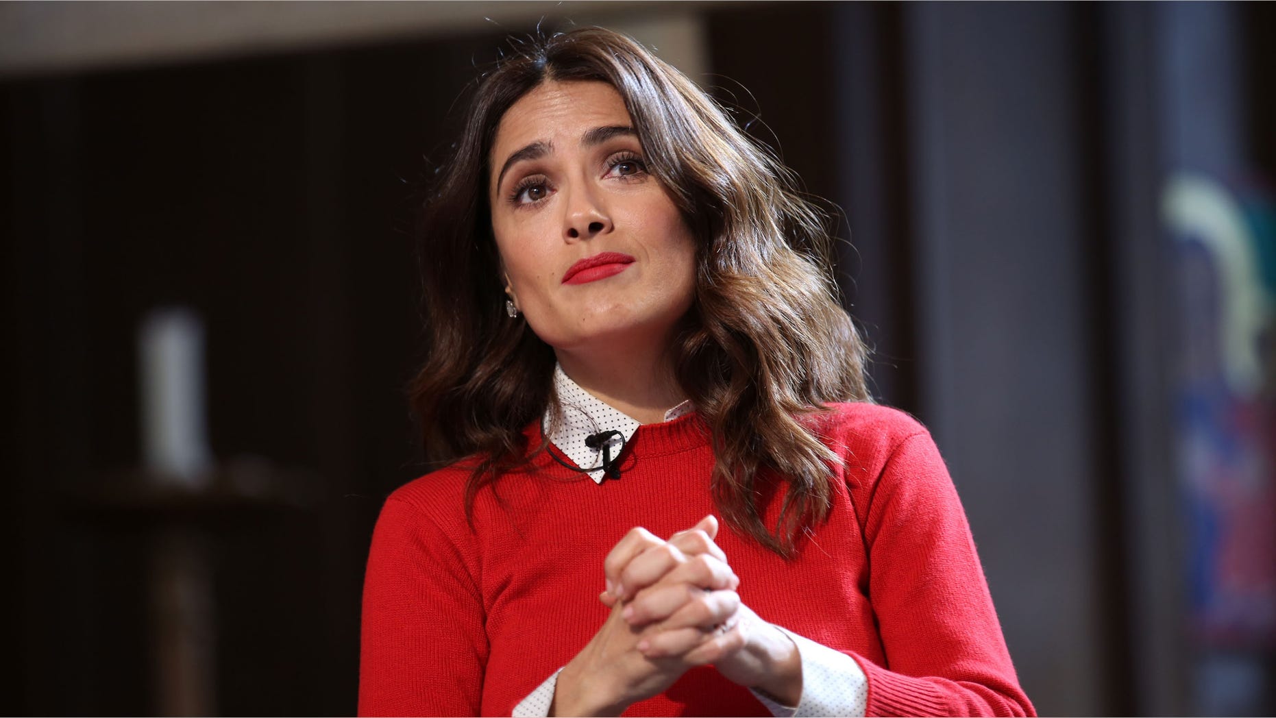 LONDON, ENGLAND - MARCH 23: Salma Hayek speaks during The Facebook Creative Talks Part 1, as part of Advertising Week Europe, Piccadilly, on March 23, 2015 in London, England. (Photo by Tim Whitby/Getty Images for Advertising Week)