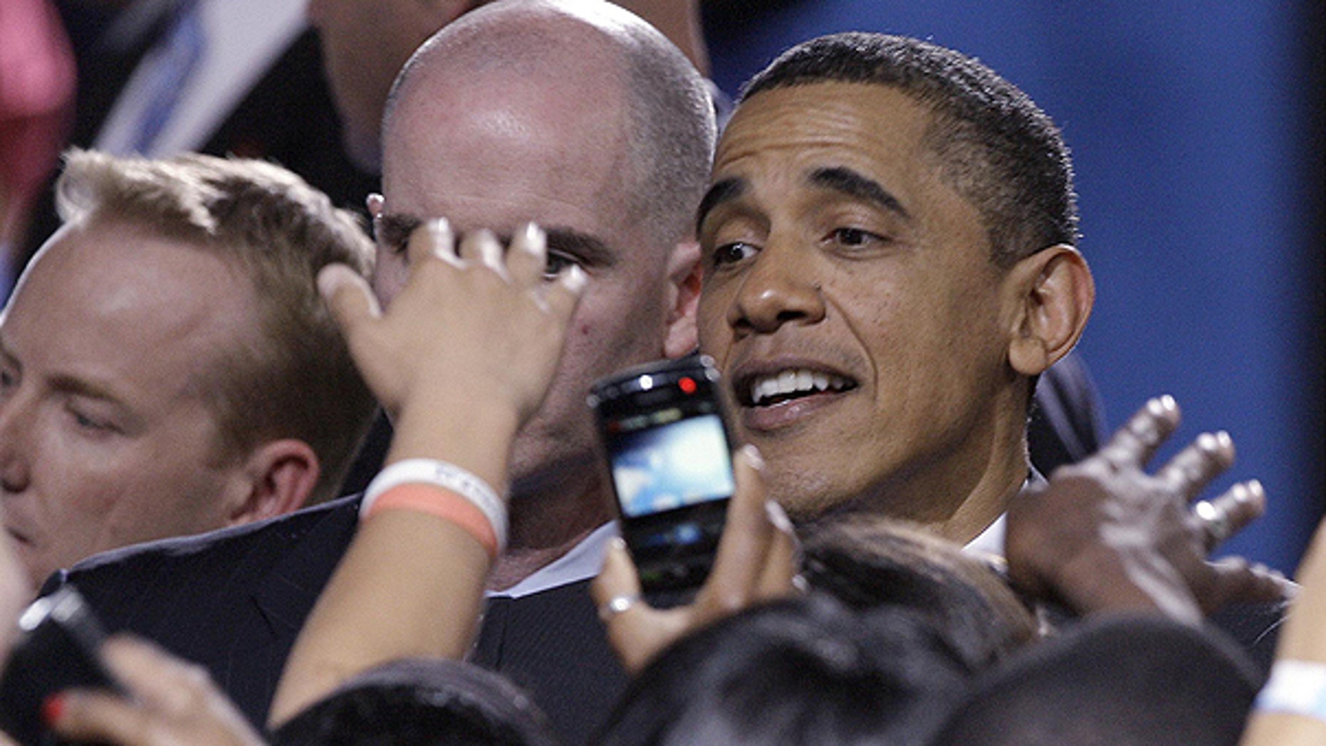 April 21: President Obama works the crowd following his remarks at a fundraiser at Sony Pictures Studios in Culver City, Calif.