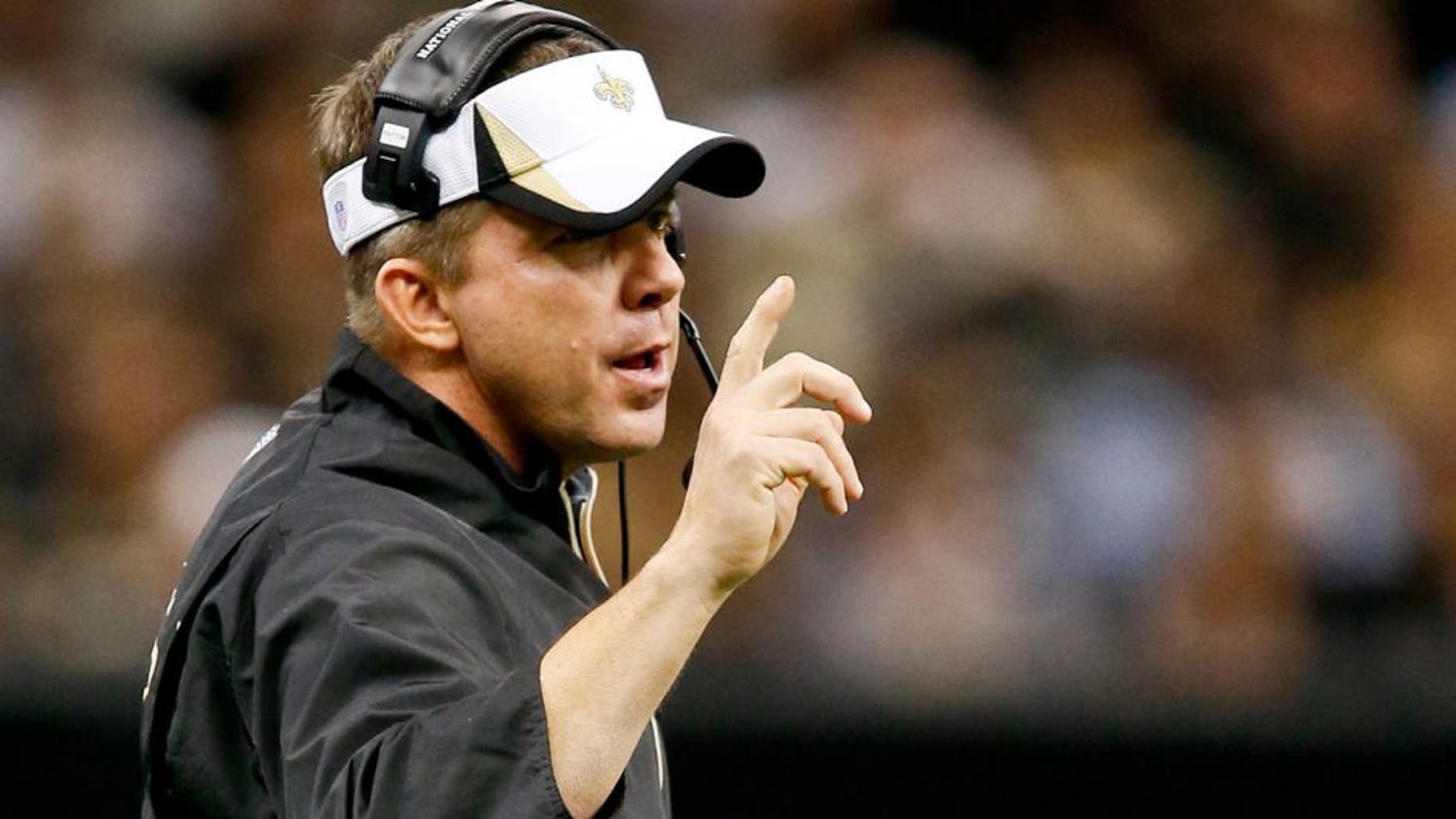 Dec 29, 2013; New Orleans, LA, USA; New Orleans Saints head coach Sean Payton against the Tampa Bay Buccaneers during the second half of a game at the Mercedes-Benz Superdome.The Saints defeated the Buccaneers 42-17. Mandatory Credit: Derick E. Hingle-USA TODAY Sports