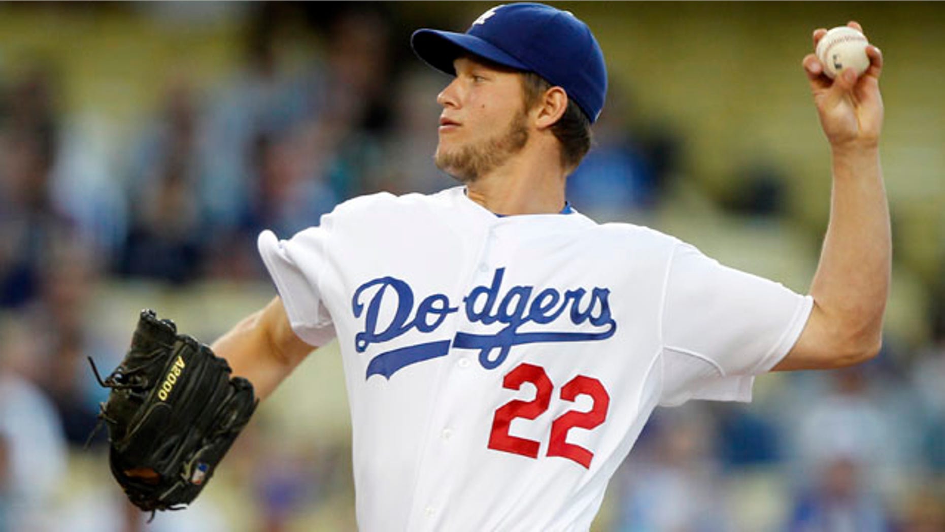 May 2: Los Angeles Dodgers starting pitcher Clayton Kershaw works against the Chicago Cubs during the first inning of a baseball game in Los Angeles.