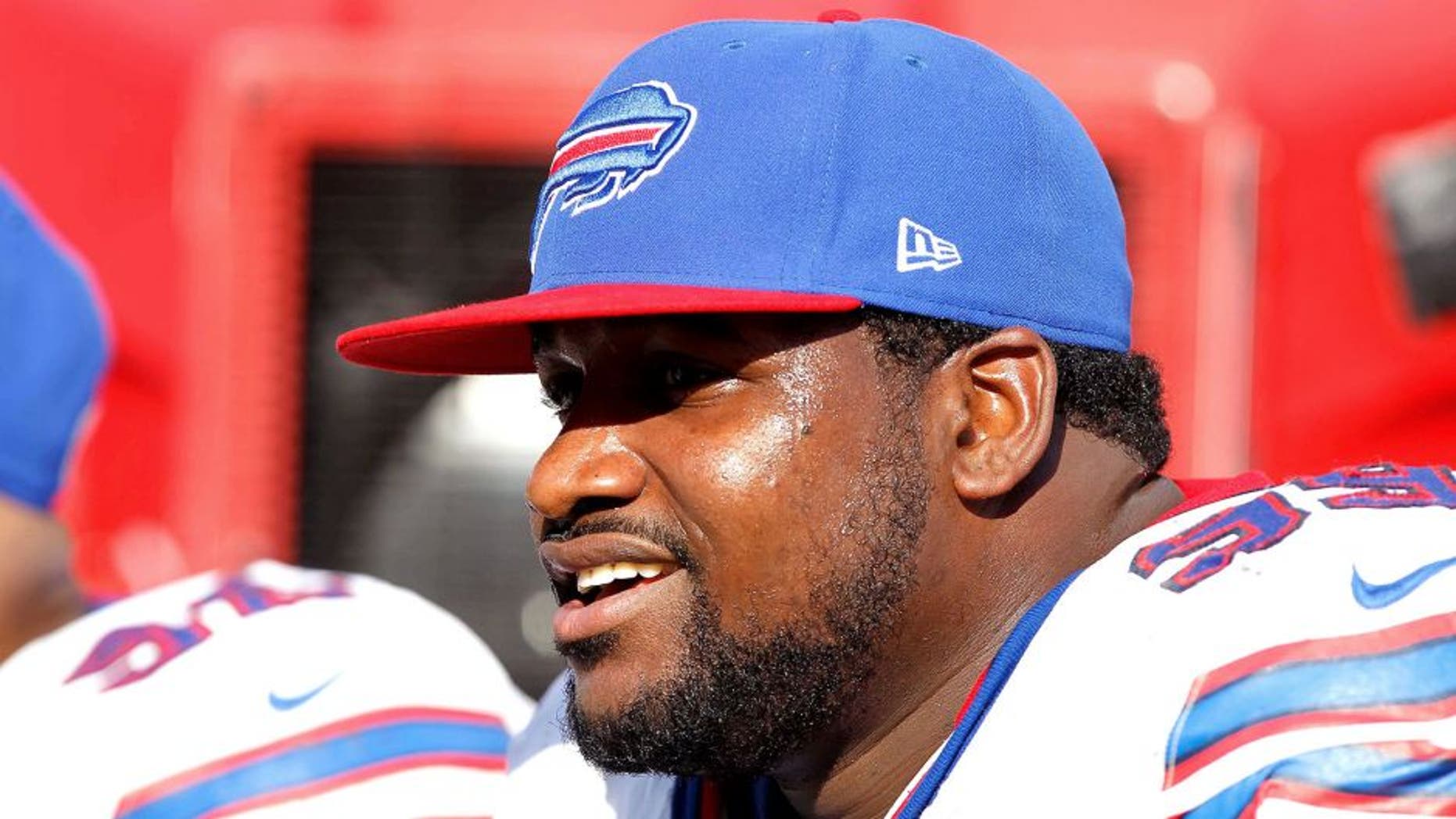 Dec 8, 2013; Tampa, FL, USA; Buffalo Bills defensive tackle Marcell Dareus (99) against the Tampa Bay Buccaneers during the second half at Raymond James Stadium. Tampa Bay Buccaneers defeated the Buffalo Bills 27-6. Mandatory Credit: Kim Klement-USA TODAY Sports