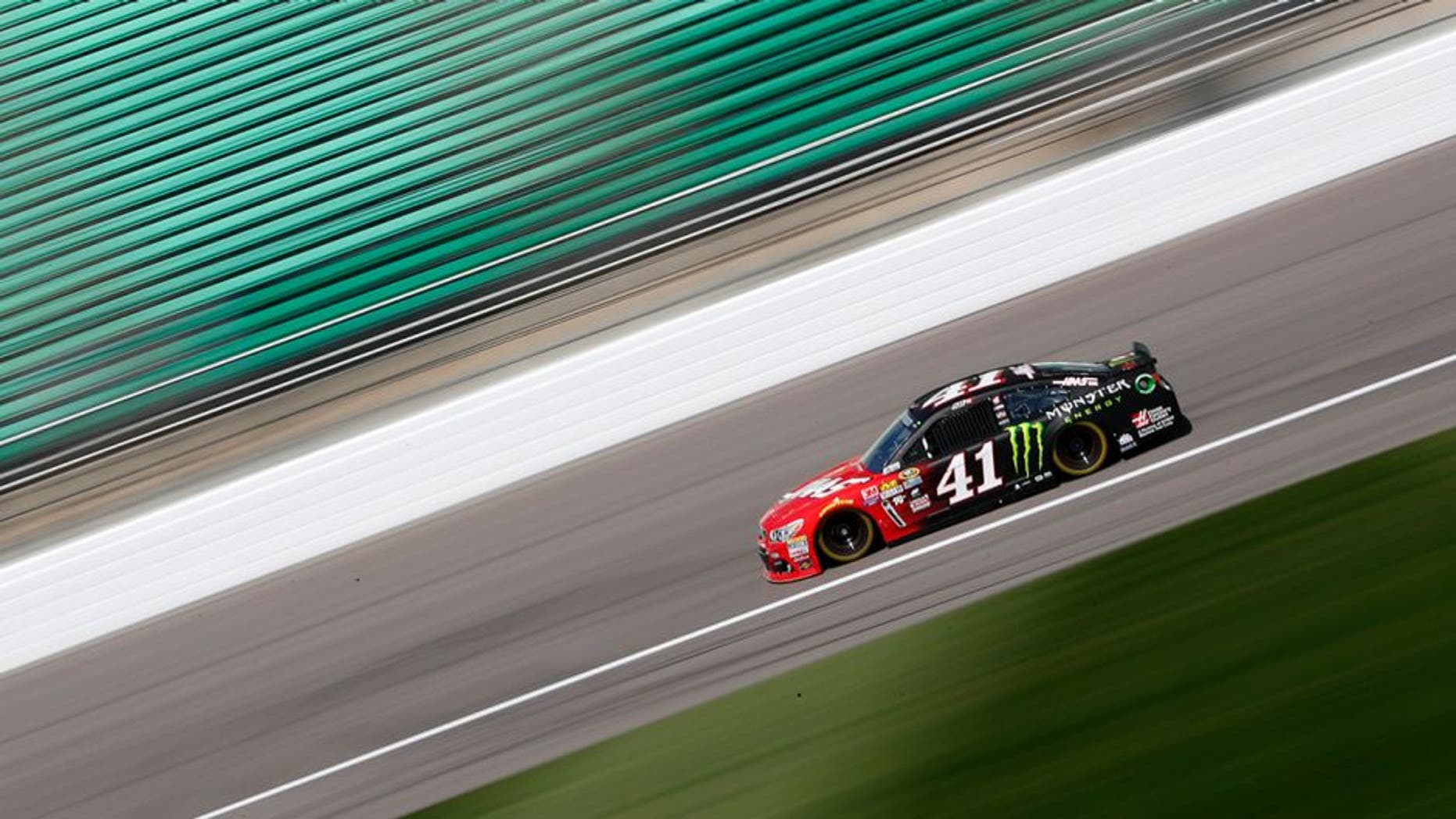 KANSAS CITY, KS - MAY 06: Kurt Busch, driver of the #41 Haas Automation/Monster Energy Chevrolet, drives during practice for the NASCAR Sprint Cup Series Go Bowling 400 at Kansas Speedway on May 6, 2016 in Kansas City, Kansas. (Photo by Jamie Squire/Getty Images)