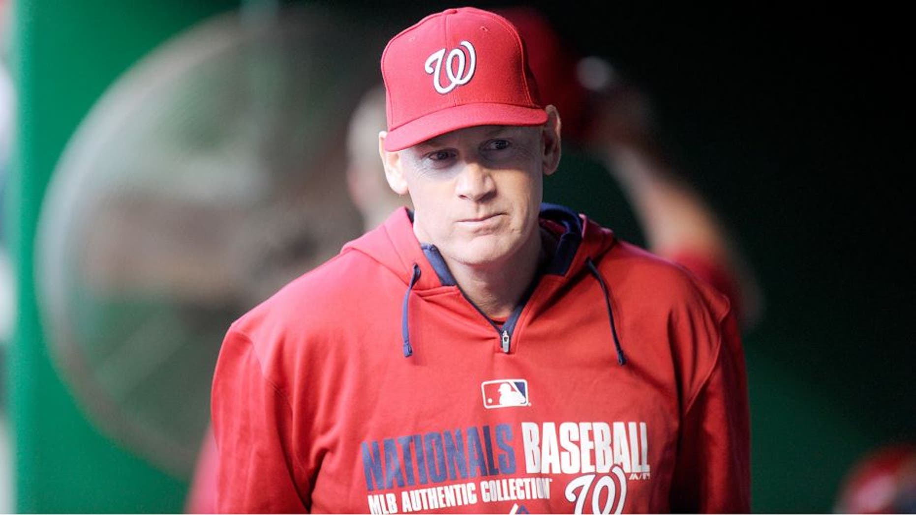 WASHINGTON, DC - APRIL 21: Manager Matt Williams #9 of the Washington Nationals watches the game against the Los Angeles Angels at Nationals Park on April 21, 2014 in Washington, DC. (Photo by G Fiume/Getty Images)