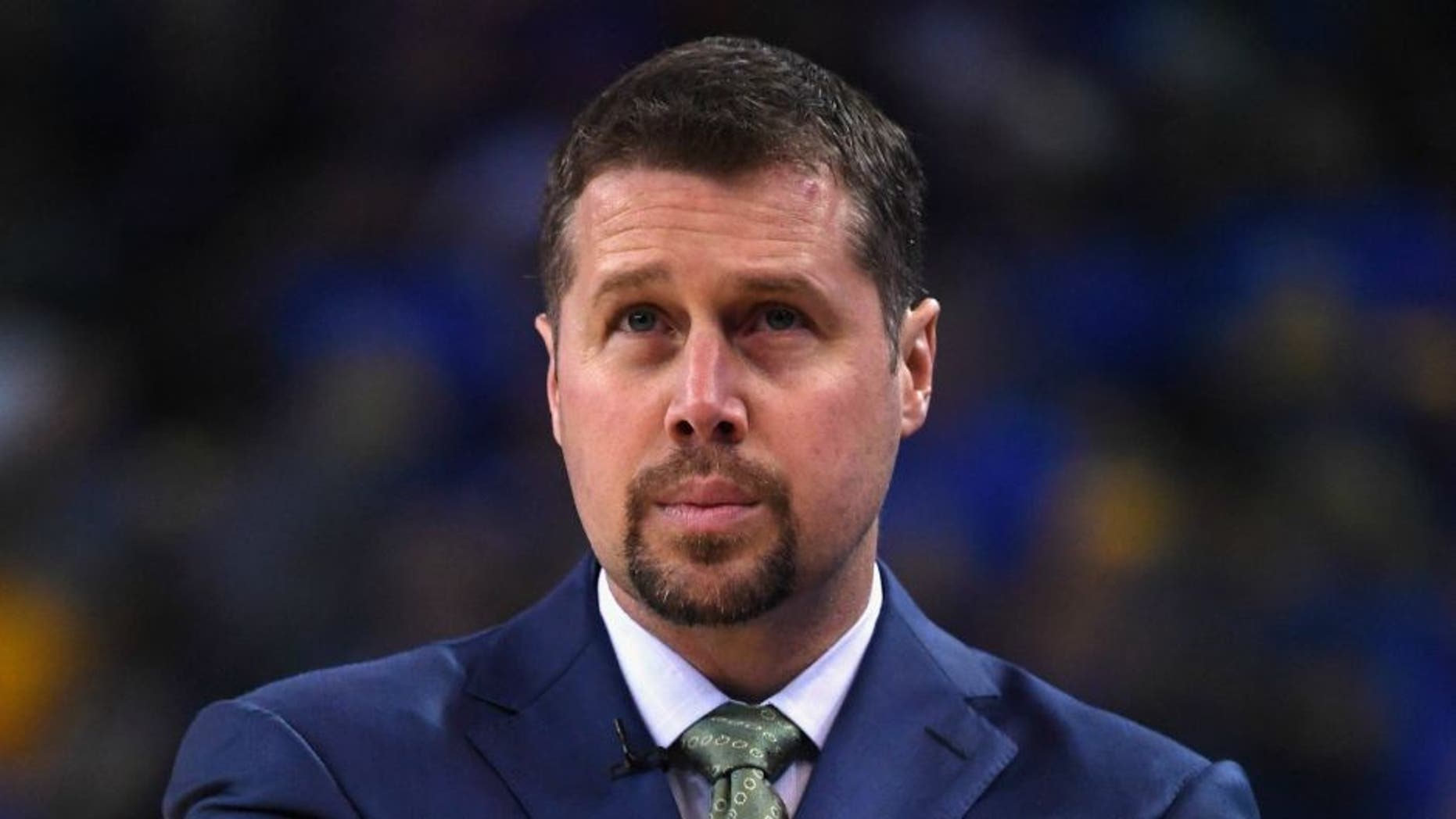 OAKLAND, CA - APRIL 13: Head coach David Joerger of the Memphis Grizzlies looks on during the game against the Golden State Warriors at ORACLE Arena on April 13, 2016 in Oakland, California. (Photo by Thearon W. Henderson/Getty Images)