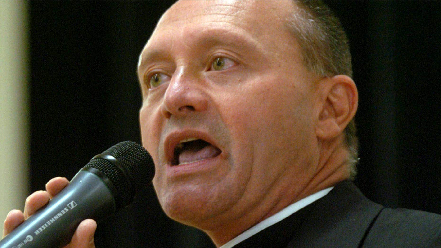 May 4, 2006: Monsignor Kevin Wallin speaks at the Catholic Center, headquarters of the Diocese of Bridgeport, in Bridgeport, Conn.