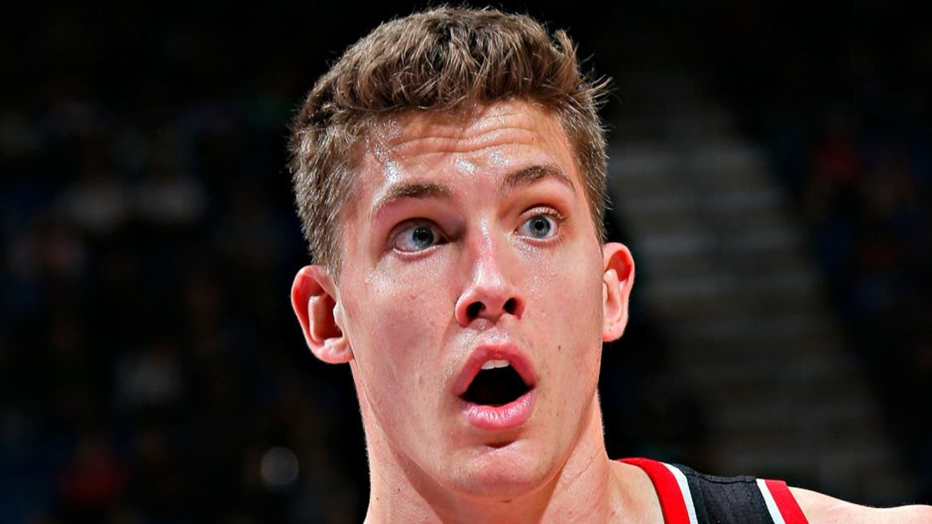 SACRAMENTO, CA - DECEMBER 27: Meyers Leonard #11 of the Portland Trail Blazers reacts against the Sacramento Kings on December 27, 2015 at Sleep Train Arena in Sacramento, California. NOTE TO USER: User expressly acknowledges and agrees that, by downloading and or using this photograph, User is consenting to the terms and conditions of the Getty Images Agreement. Mandatory Copyright Notice: Copyright 2015 NBAE (Photo by Rocky Widner/NBAE via Getty Images)