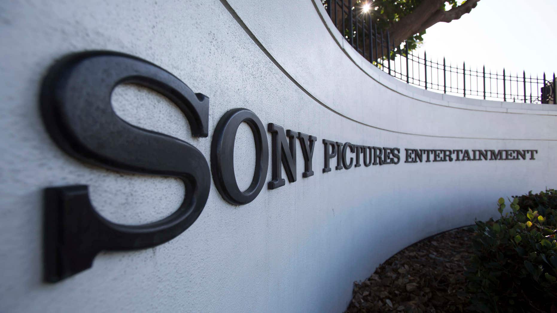 A logo is pictured outside Sony Pictures Studios in Culver City.