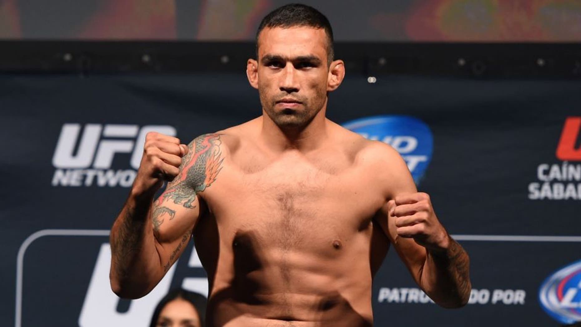 MEXICO CITY, MEXICO - JUNE 12: Fabricio Werdum of Brazil steps on the scale during the UFC 188 weigh-in inside the Arena Ciudad de Mexico on June 12, 2015 in Mexico City, Mexico. (Photo by Josh Hedges/Zuffa LLC/Zuffa LLC via Getty Images)