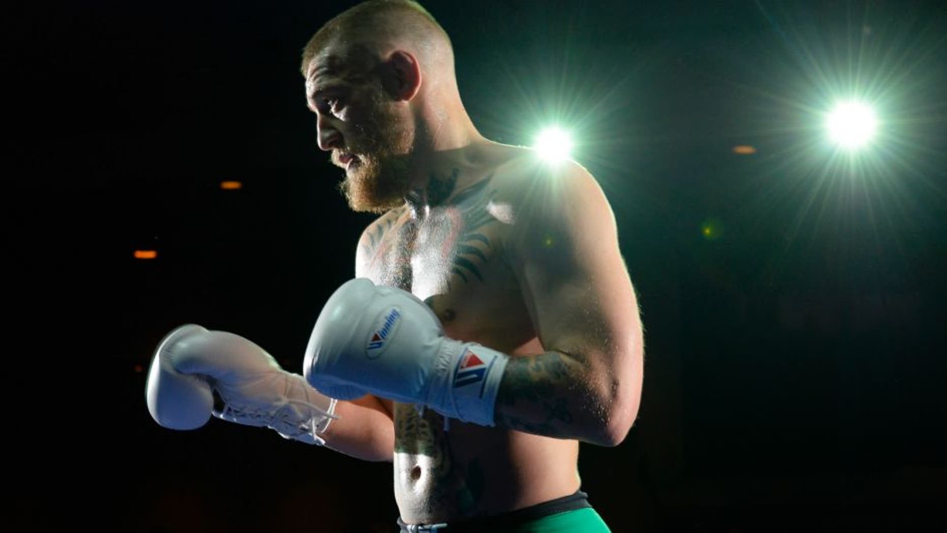 LAS VEGAS, NV - MARCH 2: UFC featherweight champion Conor McGregor holds an open training session for fans and media at the Jabbawockeez Theater in the MGM Grand Hotel/Casino on March 2, 2016 in Las Vegas, Nevada. (Photo by Brandon Magnus/Zuffa LLC/Zuffa LLC via Getty Images)