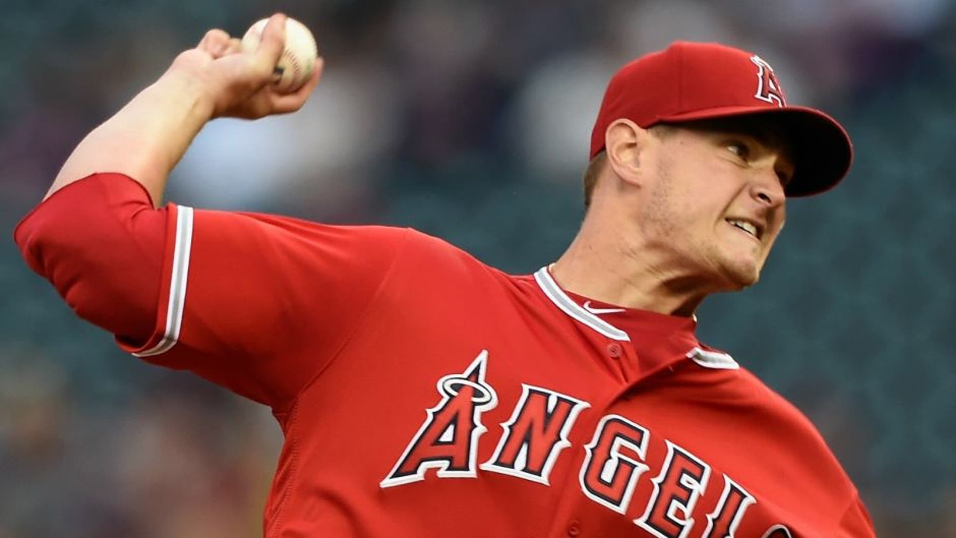 MINNEAPOLIS, MN - APRIL 15: Garrett Richards of the Los Angeles Angels of Anaheim delivers a pitch against the Minnesota Twins during the first inning of the game on April 15, 2016 at Target Field in Minneapolis, Minnesota. All players are wearing number 42 in honor of Jackie Robinson Day. (Photo by Hannah Foslien/Getty Images)