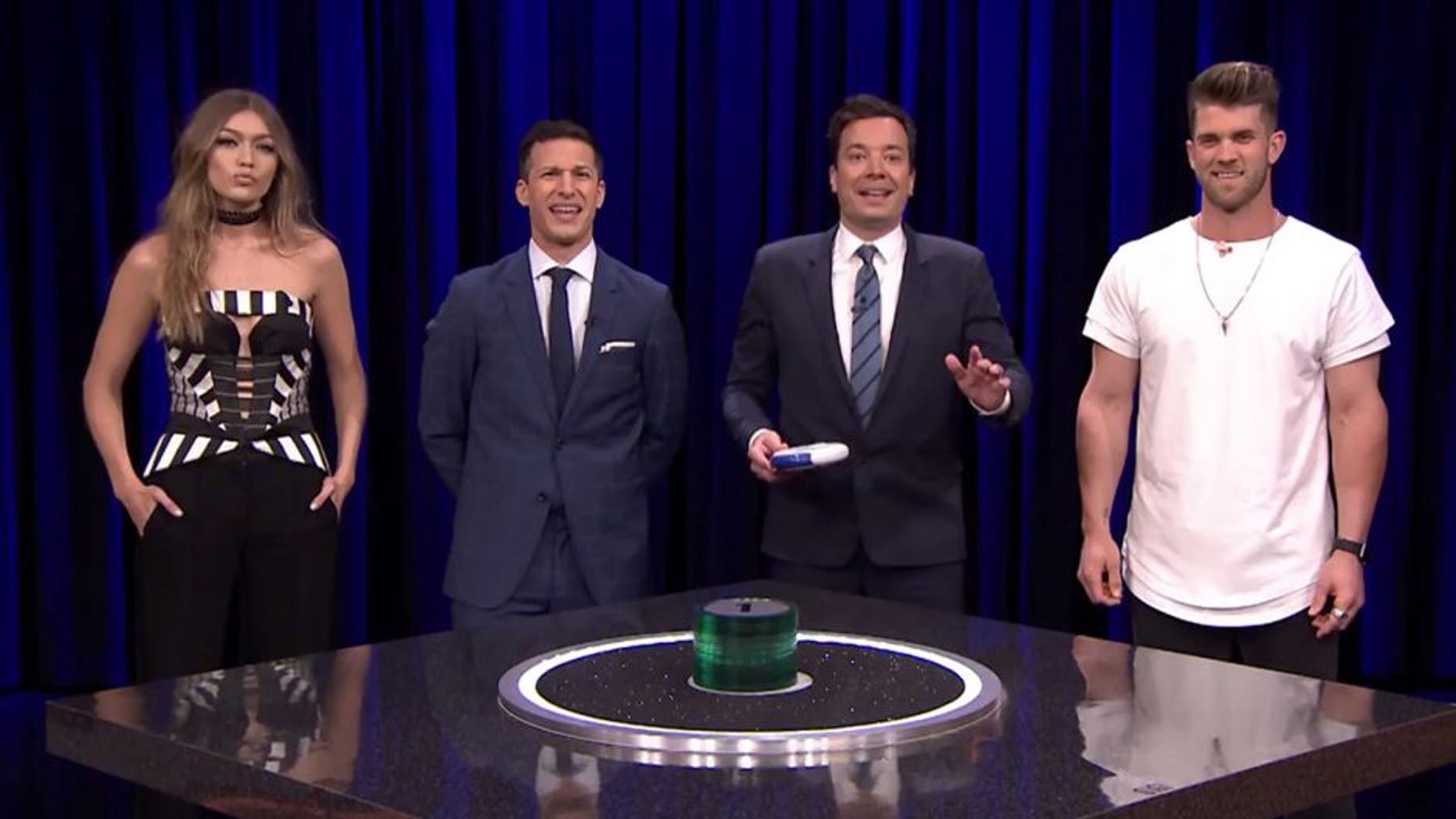 Bryce Harper got very competitive in a game of Catchphrase on "The Tonight Show."