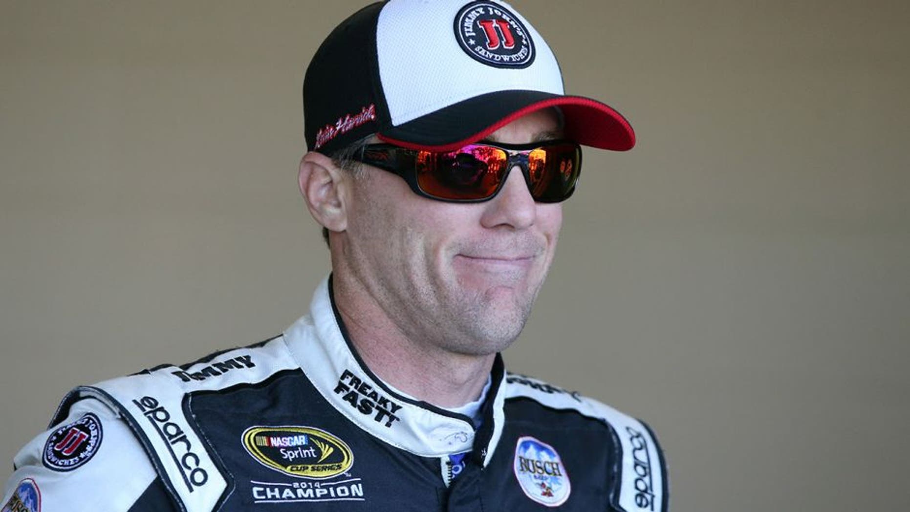 KANSAS CITY, KS - MAY 06: Kevin Harvick, driver of the #4 Jimmy John's Chevrolet, sits in his car during practice for the NASCAR Sprint Cup Series Go Bowling 400 at Kansas Speedway on May 6, 2016 in Kansas City, Kansas. (Photo by Sean Gardner/NASCAR via Getty Images)