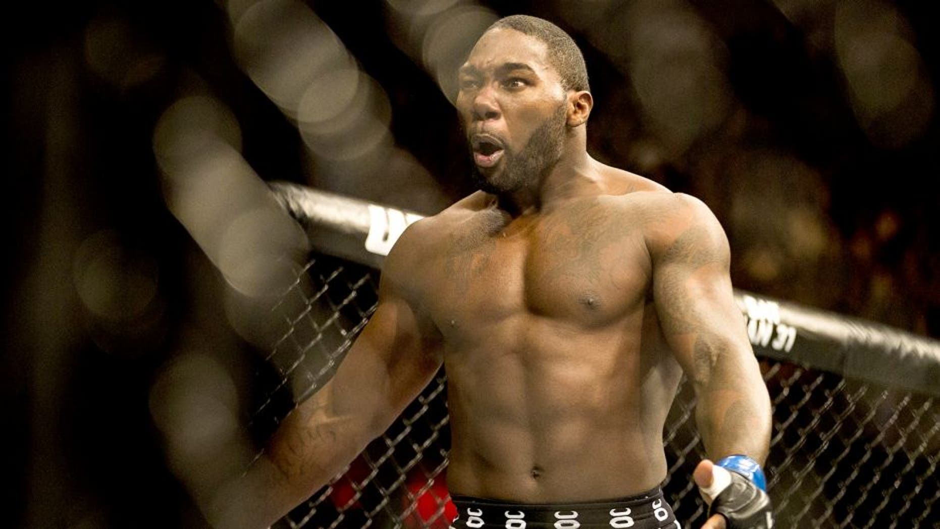 STOCKHOLM, SWEDEN - JANUARY 24: Anthony Johnson of the United States reacts after defeating Alexander Gustafsson of Sweden during the UFC Fight Night event at Tele2 Arena on January 24, 2015 in Stockholm, Sweden. (Photo by Michael Campanella/Zuffa LLC/Zuffa LLC via Getty Images)